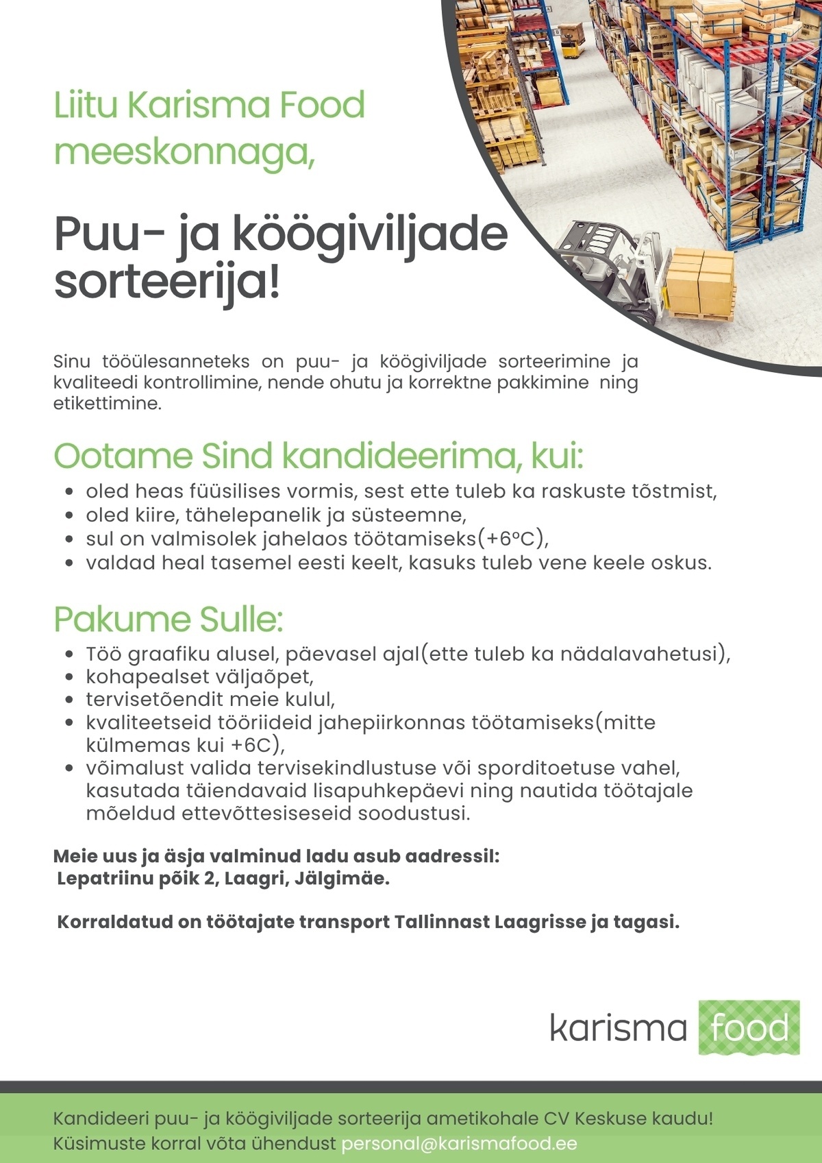 Karisma Food OÜ Puu- ja köögiviljade sorteerija