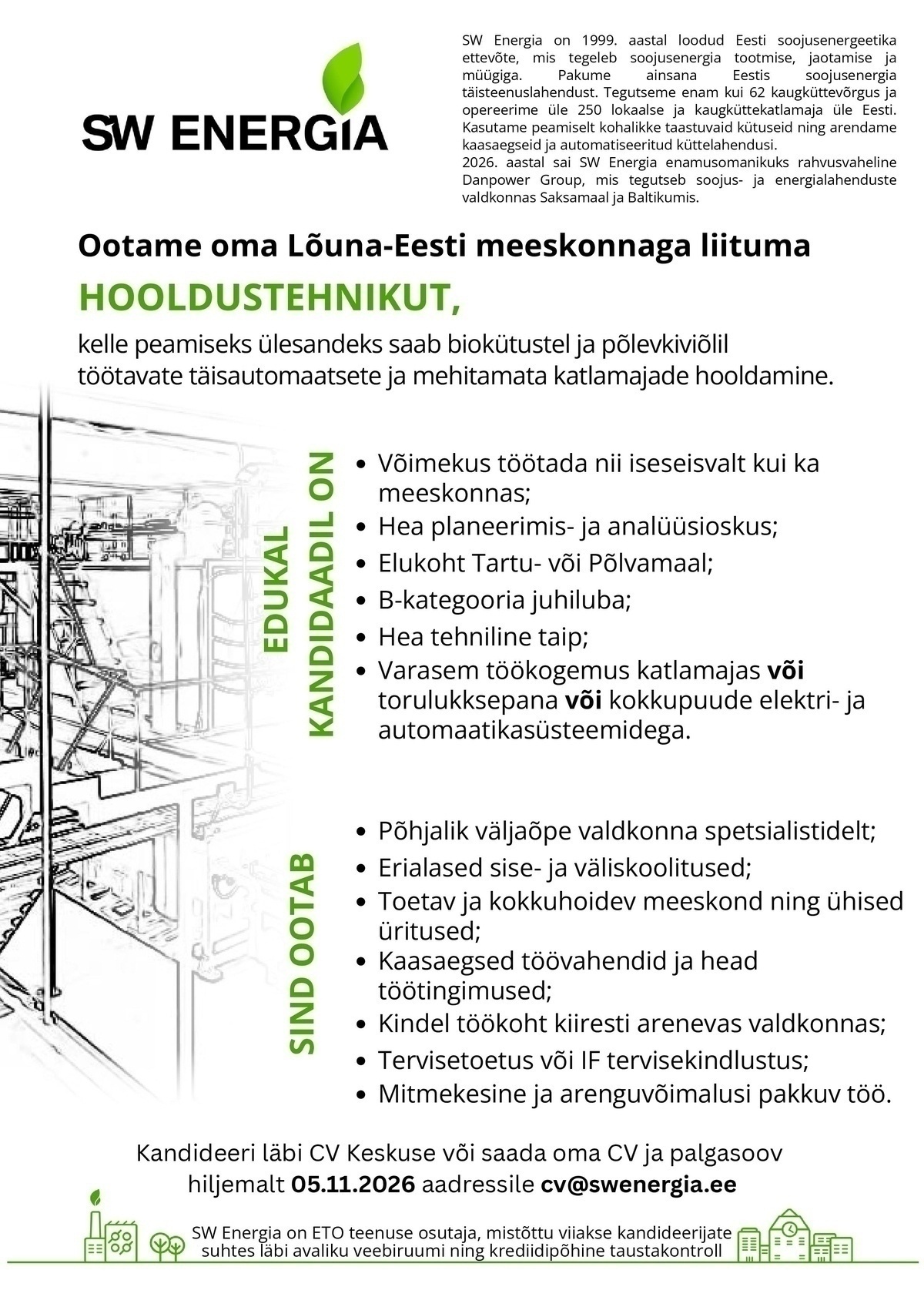 SW Energia OÜ Hooldustehnik Lõuna-Eestis