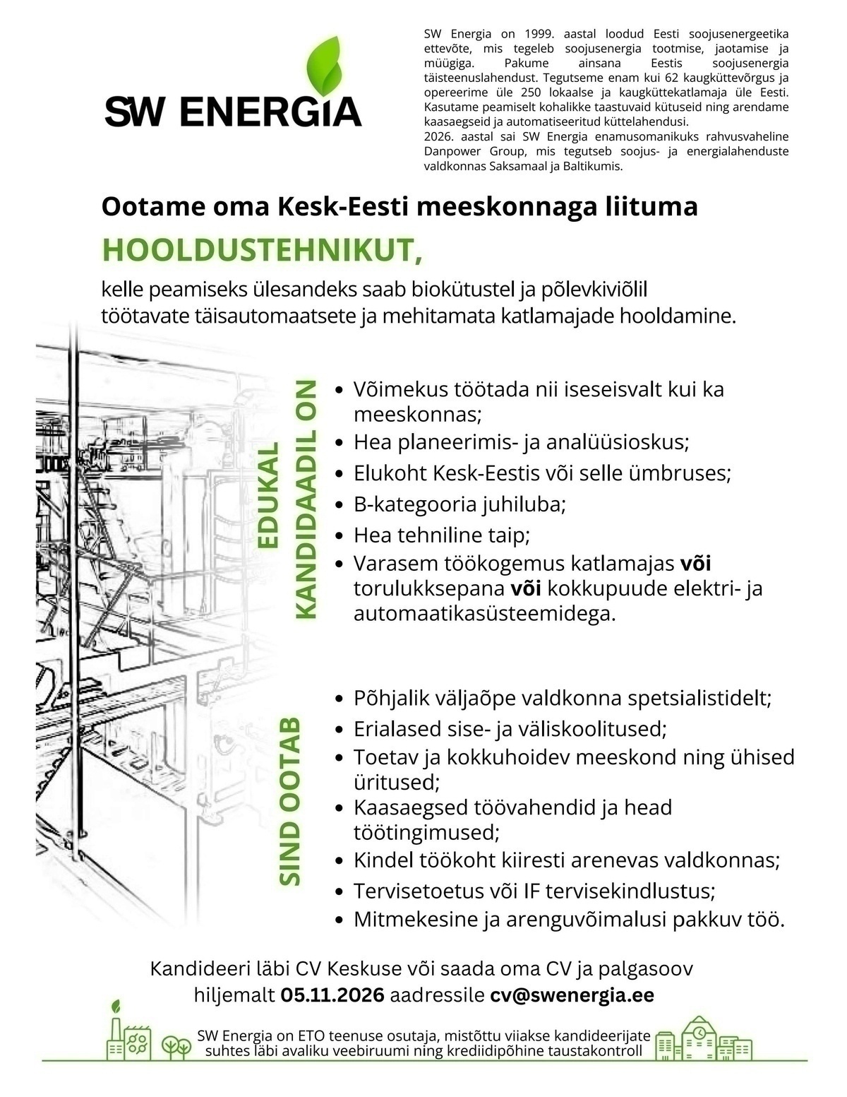 SW Energia OÜ Hooldustehnik Kesk-Eestis