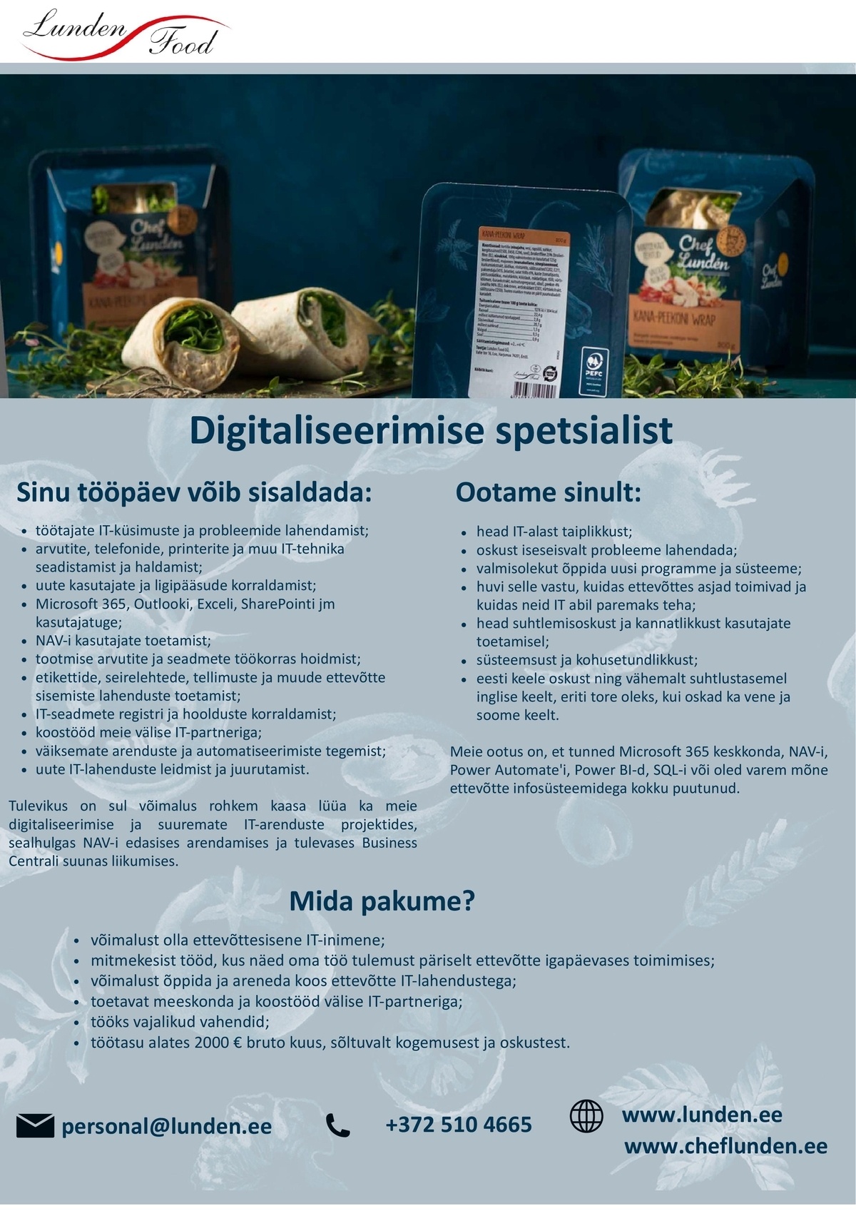 Lunden Food OÜ Digitaliseerimise spetsialist