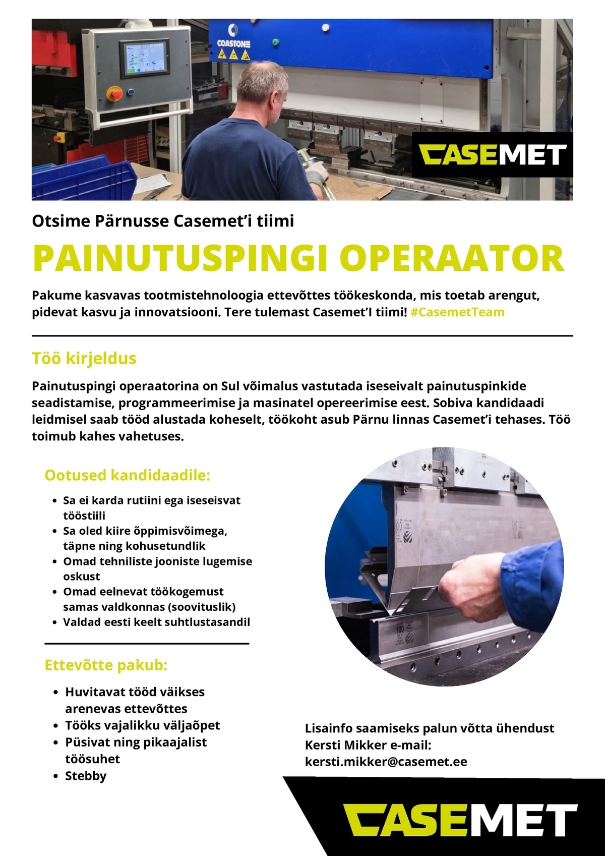Casemet OÜ Painutuspingi operaator