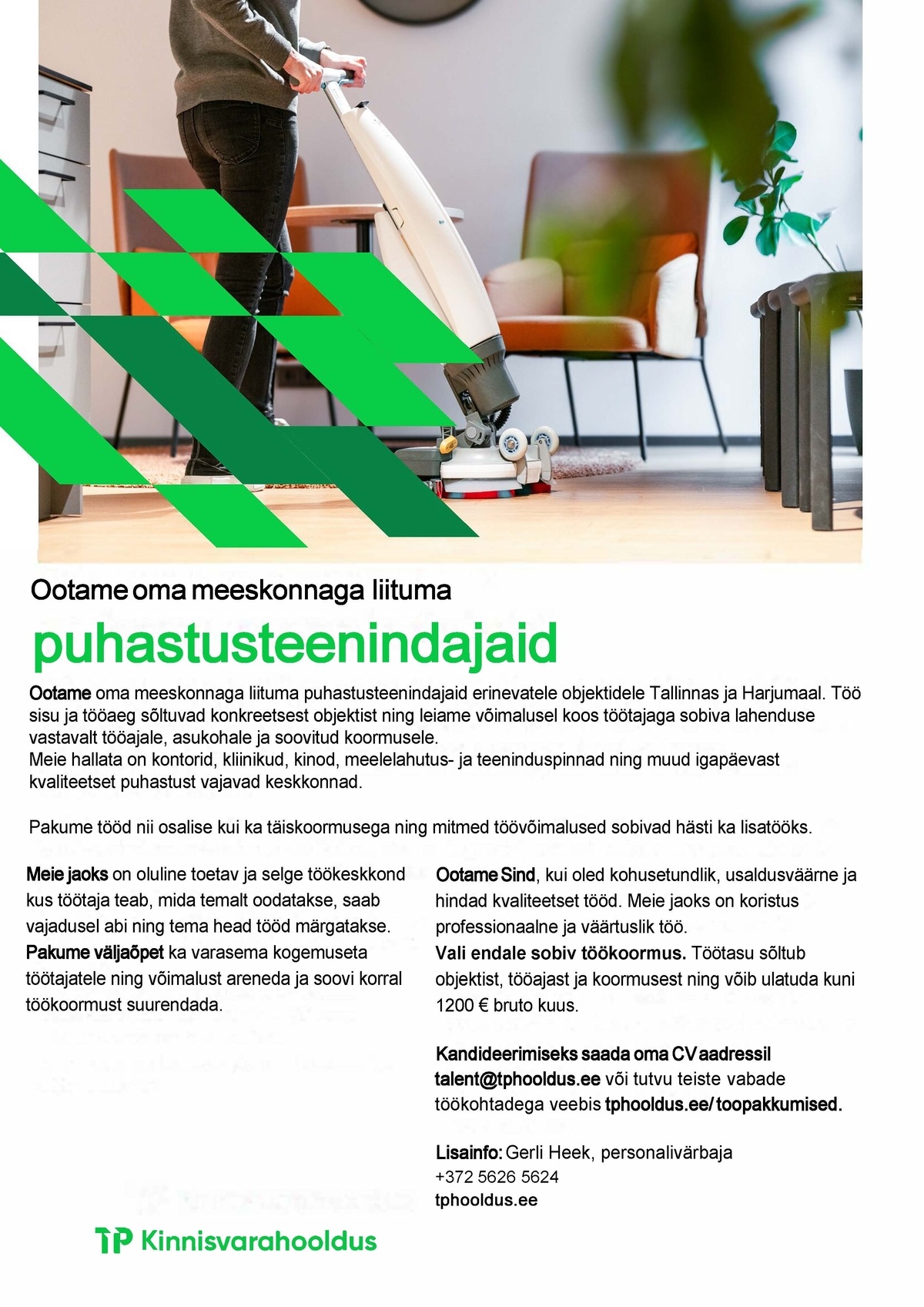 TP Kinnisvarahooldus OÜ Puhastusteenindaja
