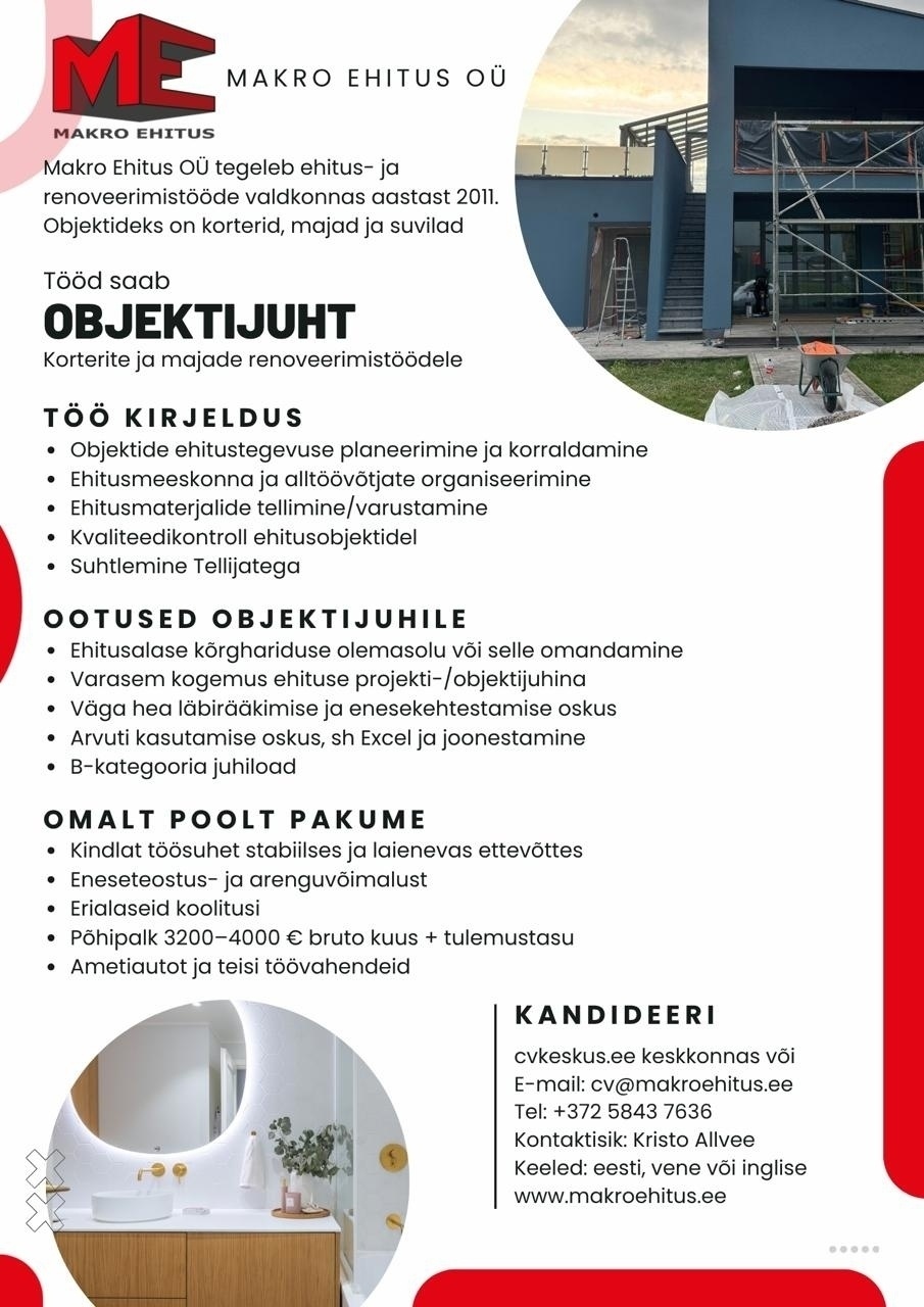 MAKRO EHITUS OÜ Objektijuht