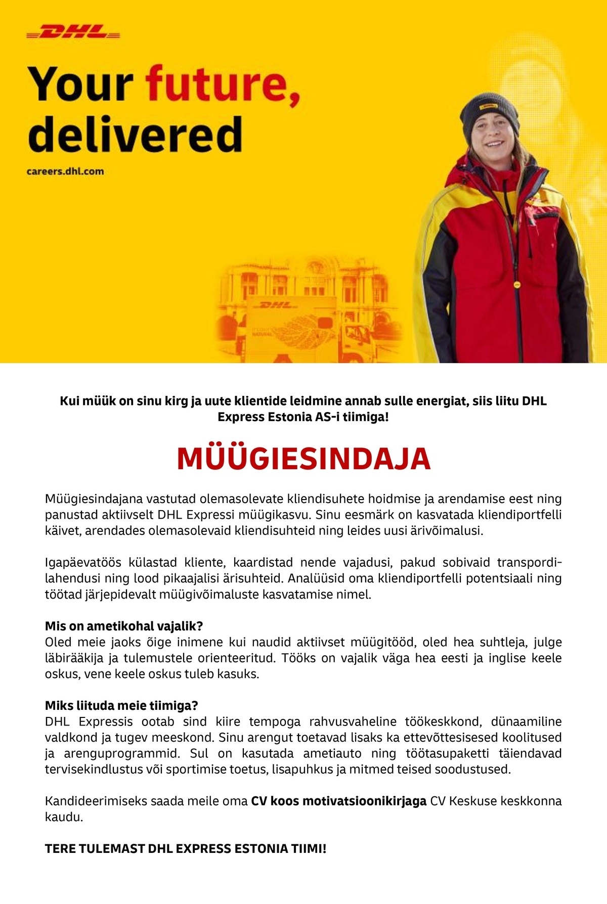 DHL Express Estonia AS Müügiesindaja