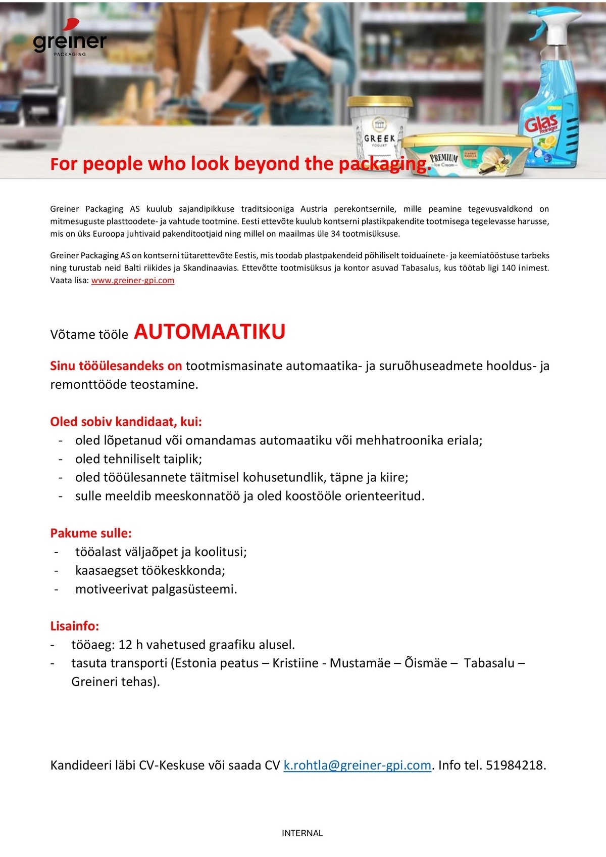 Greiner Packaging AS Automaatik Tabasalus