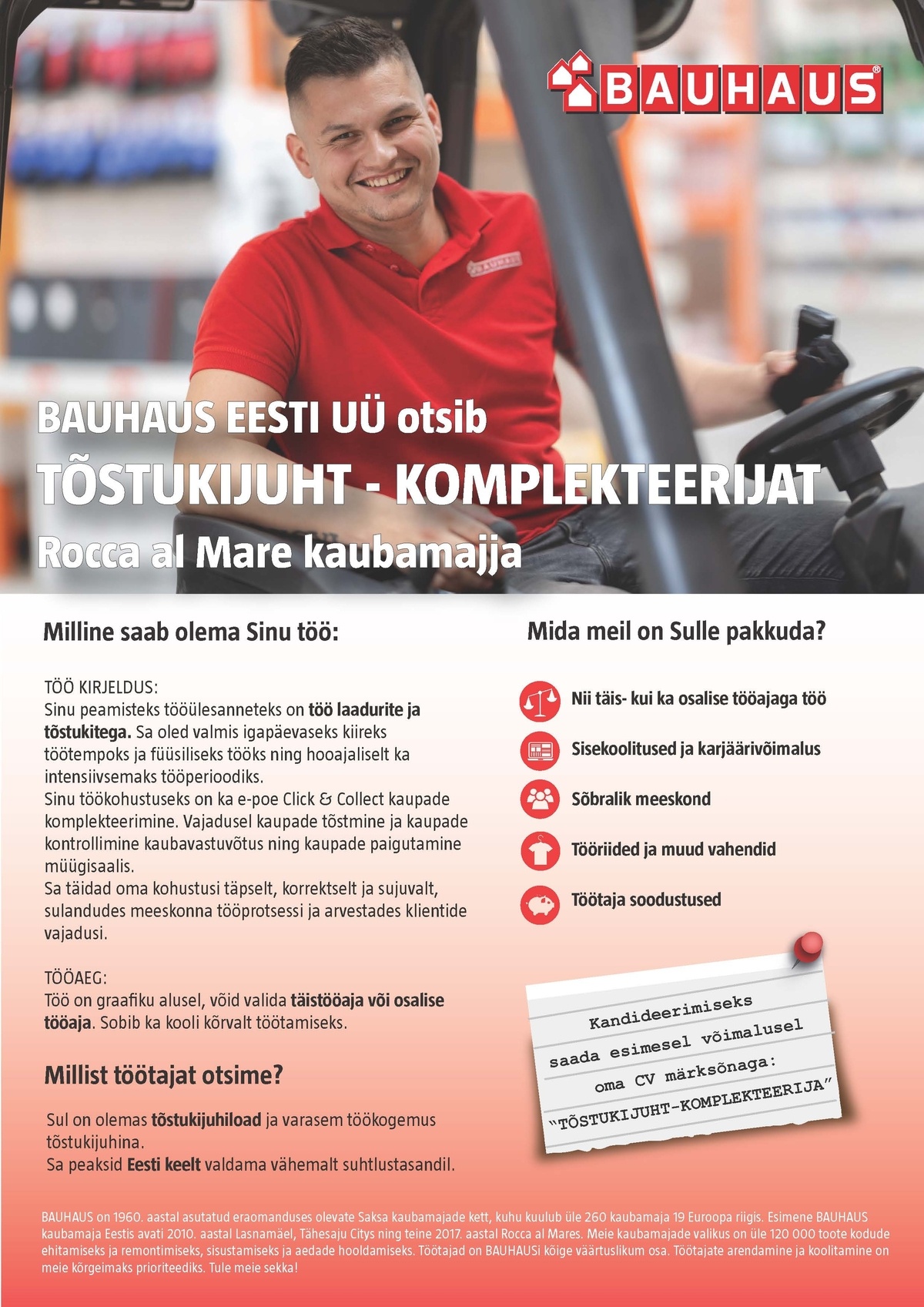 BAUHAUS EESTI UÜ Tõstukijuht - Komplekteerija