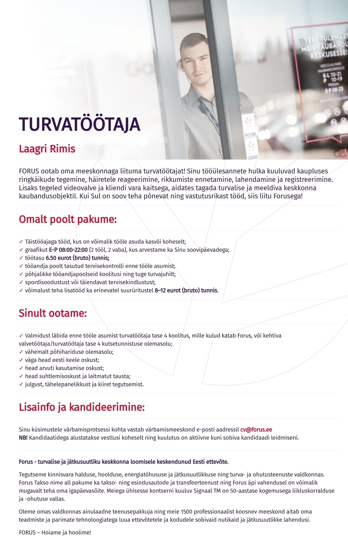 Forus Security AS Turvatöötaja Laagri Rimis