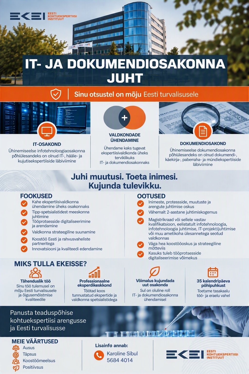Eesti Kohtuekspertiisi Instituut IT- ja dokumendiosakonna juht