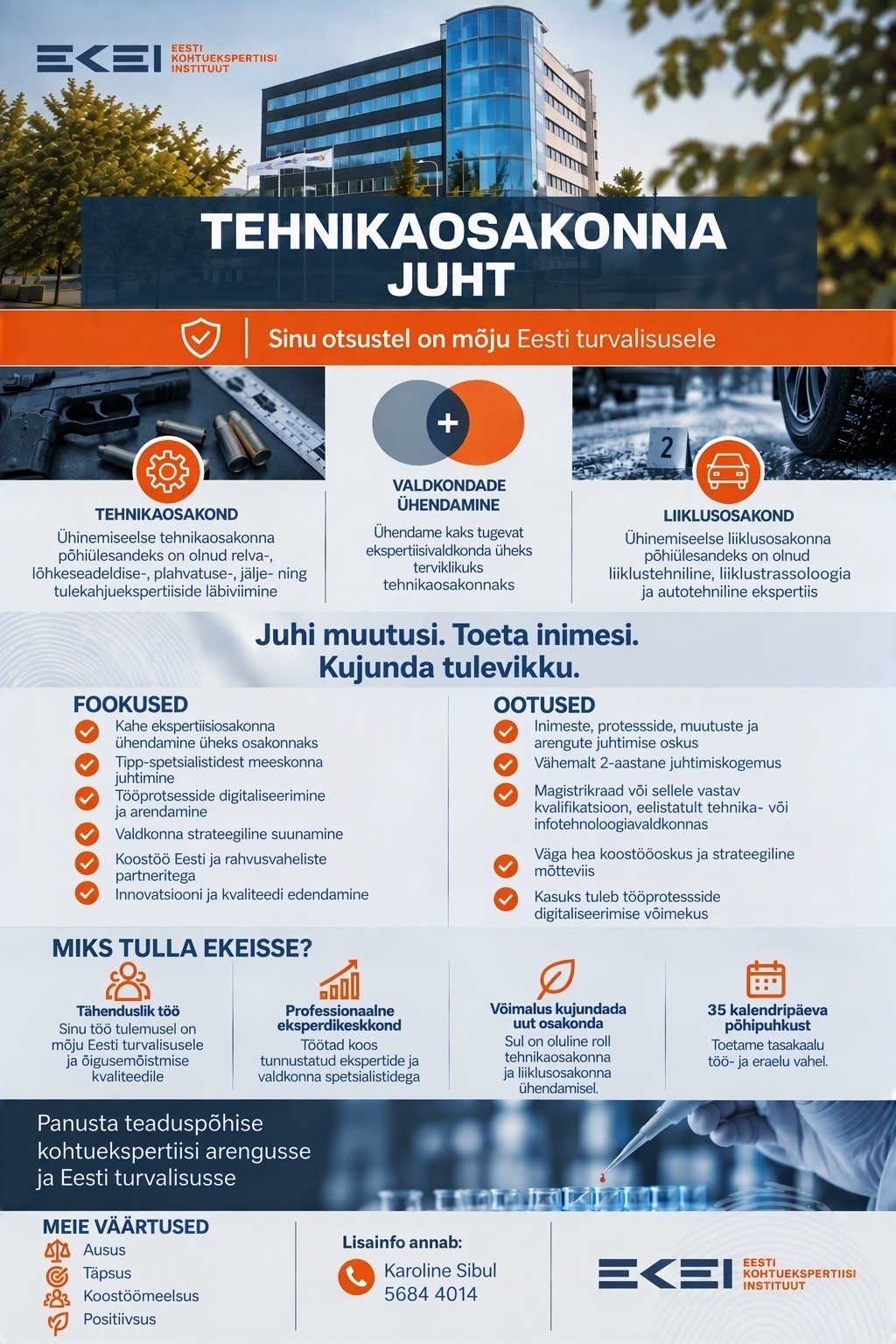 Eesti Kohtuekspertiisi Instituut Tehnikaosakonna juht