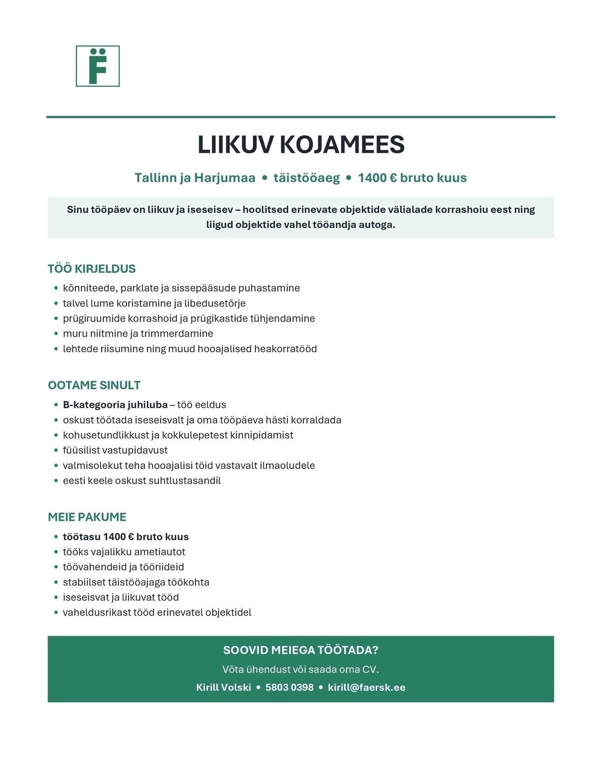 Färsk OÜ Liikuv kojamees
