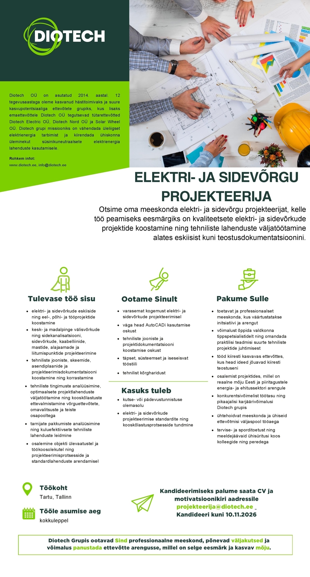 Diotech OÜ Elektri- ja sidevõrgu projekteerija
