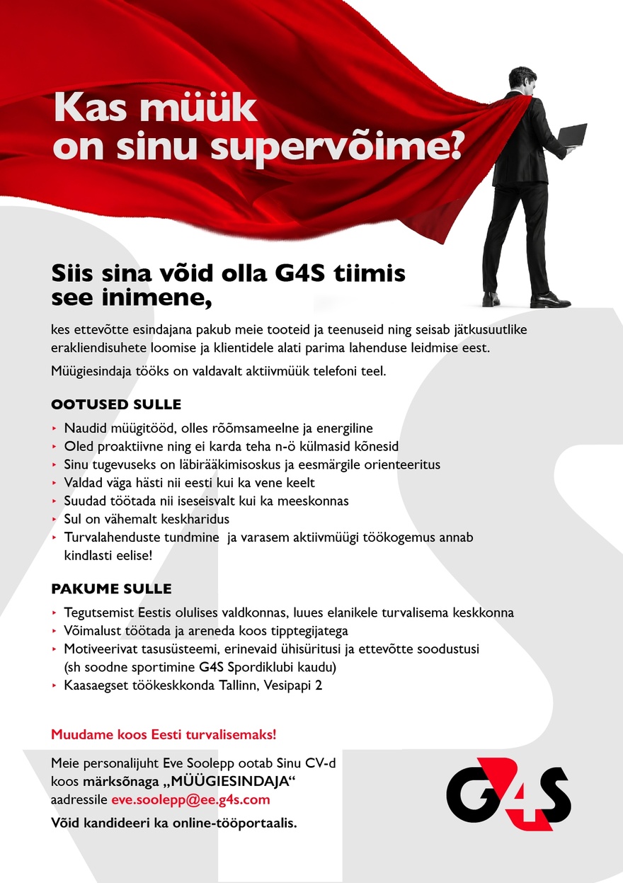 AS G4S Eesti Müügiesindaja