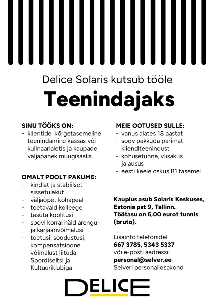 Selver Teenindaja Delice Solaris kaupluses