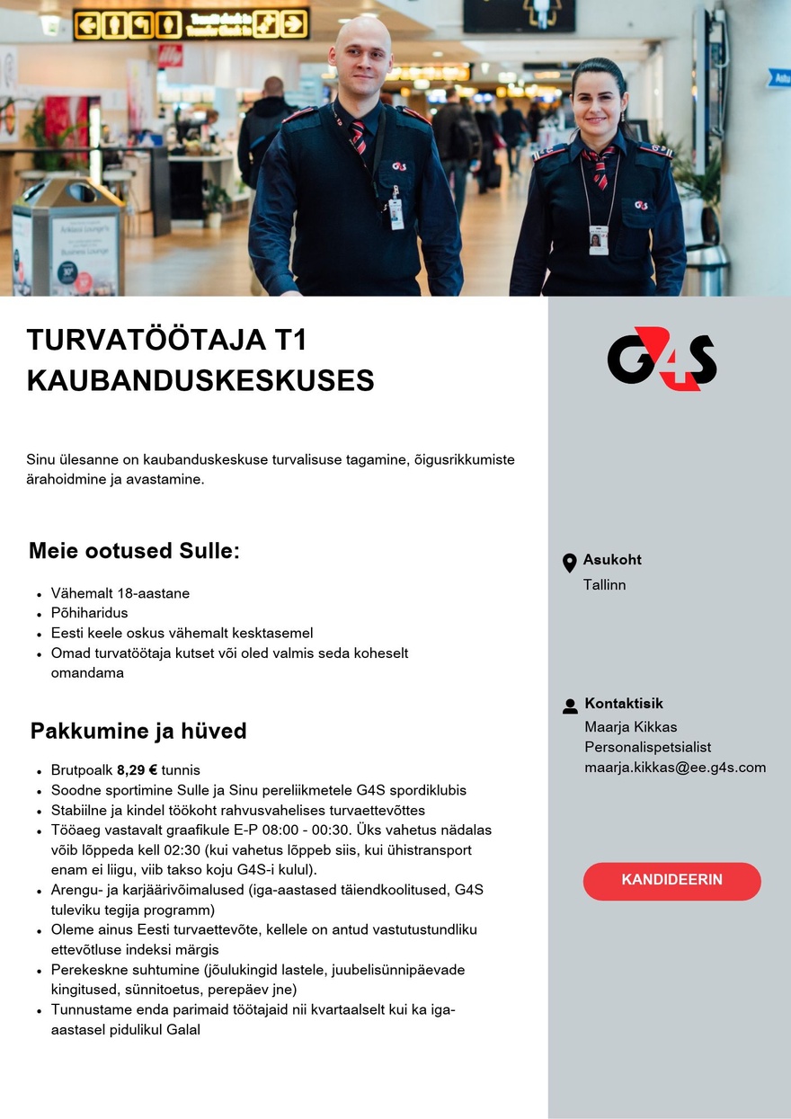 AS G4S Eesti Turvatöötaja T1 kaubanduskeskuses
