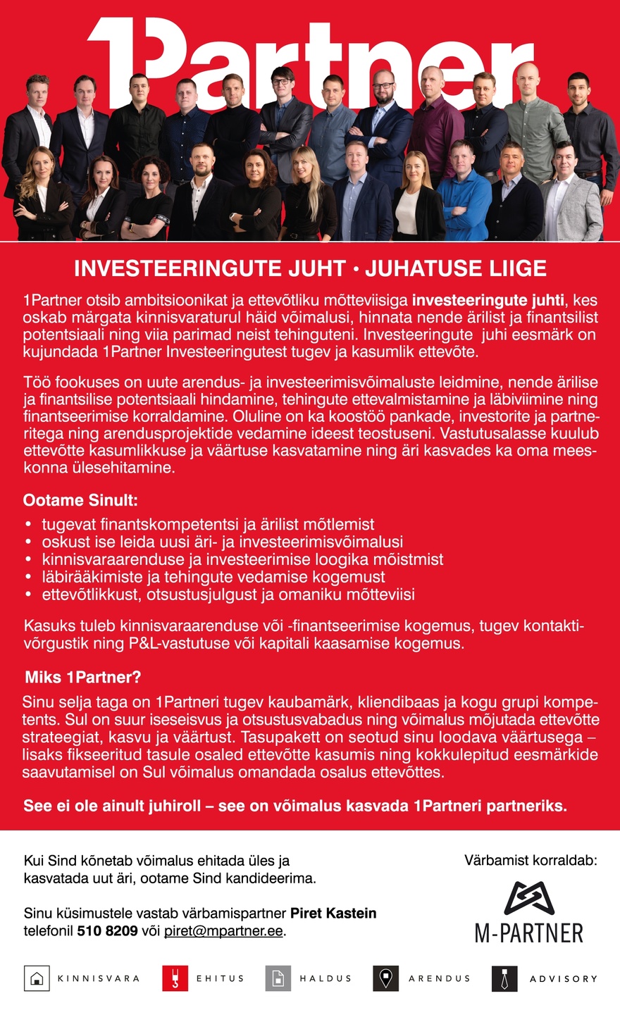 M-Partner HR 1Partner Investeeringute juht – juhatuse liige