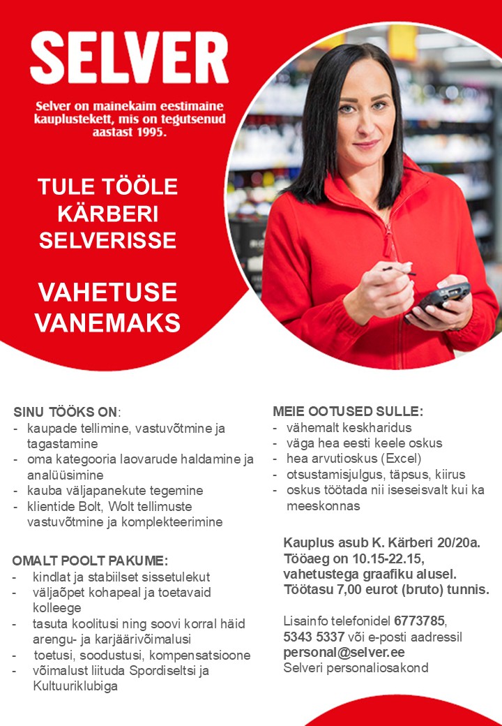 Selver Vahetuse vanem Kärberi Selveris