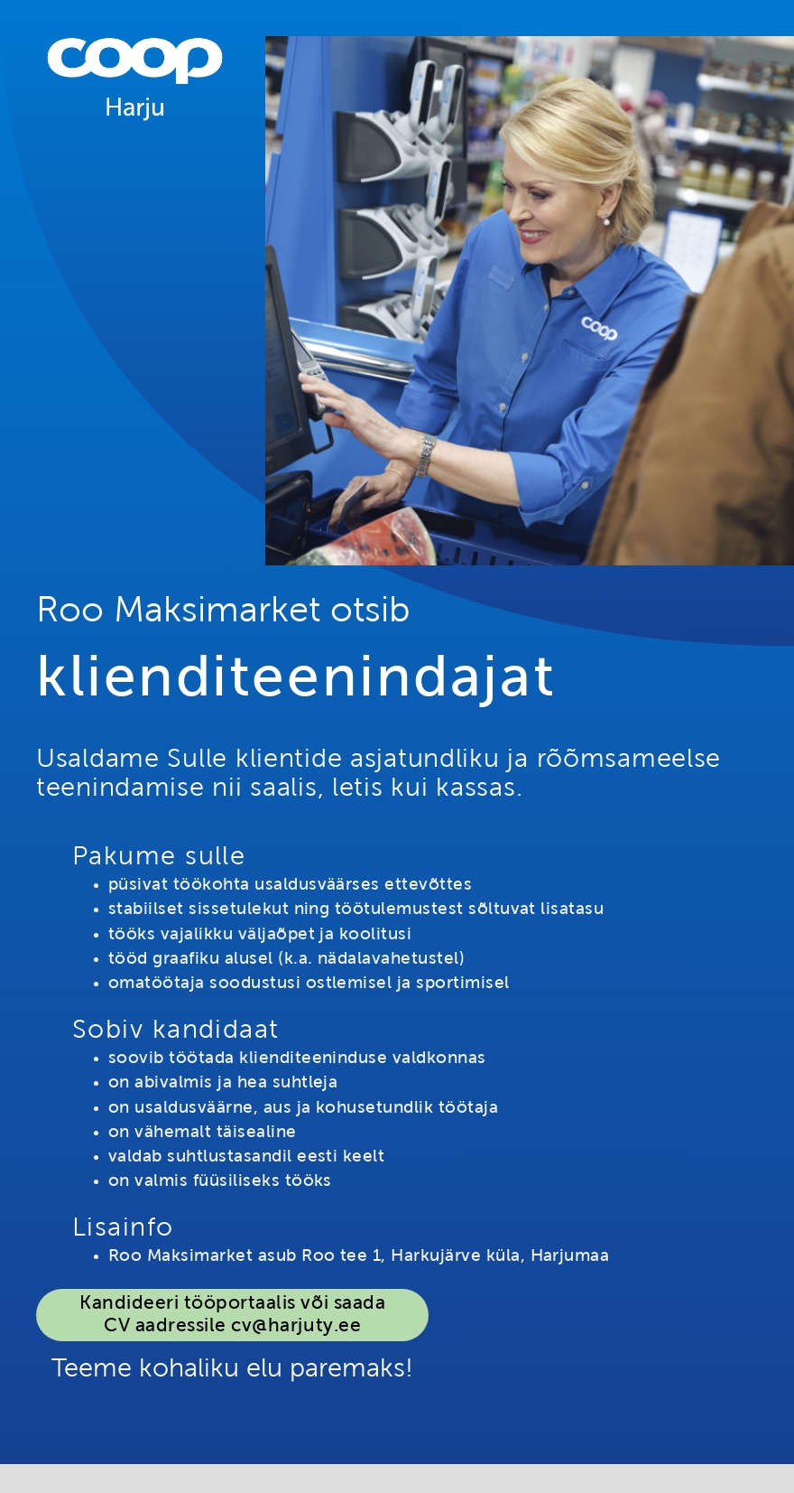Harju Tarbijate Ühistu Roo klienditeenindaja