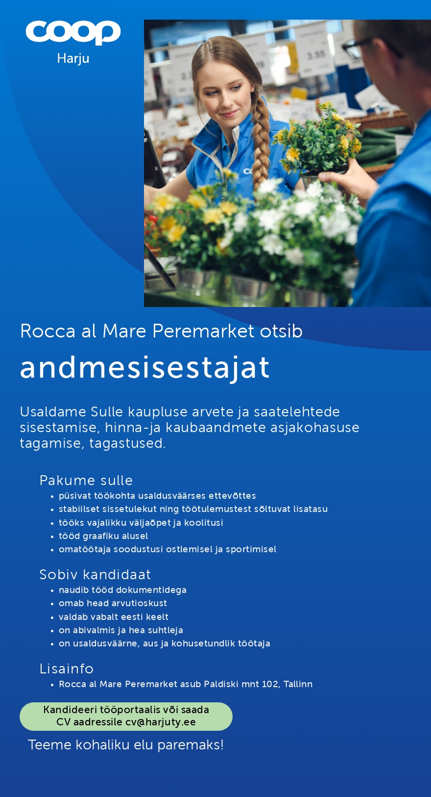 Harju Tarbijate Ühistu Rocca al Mare andmesisestaja