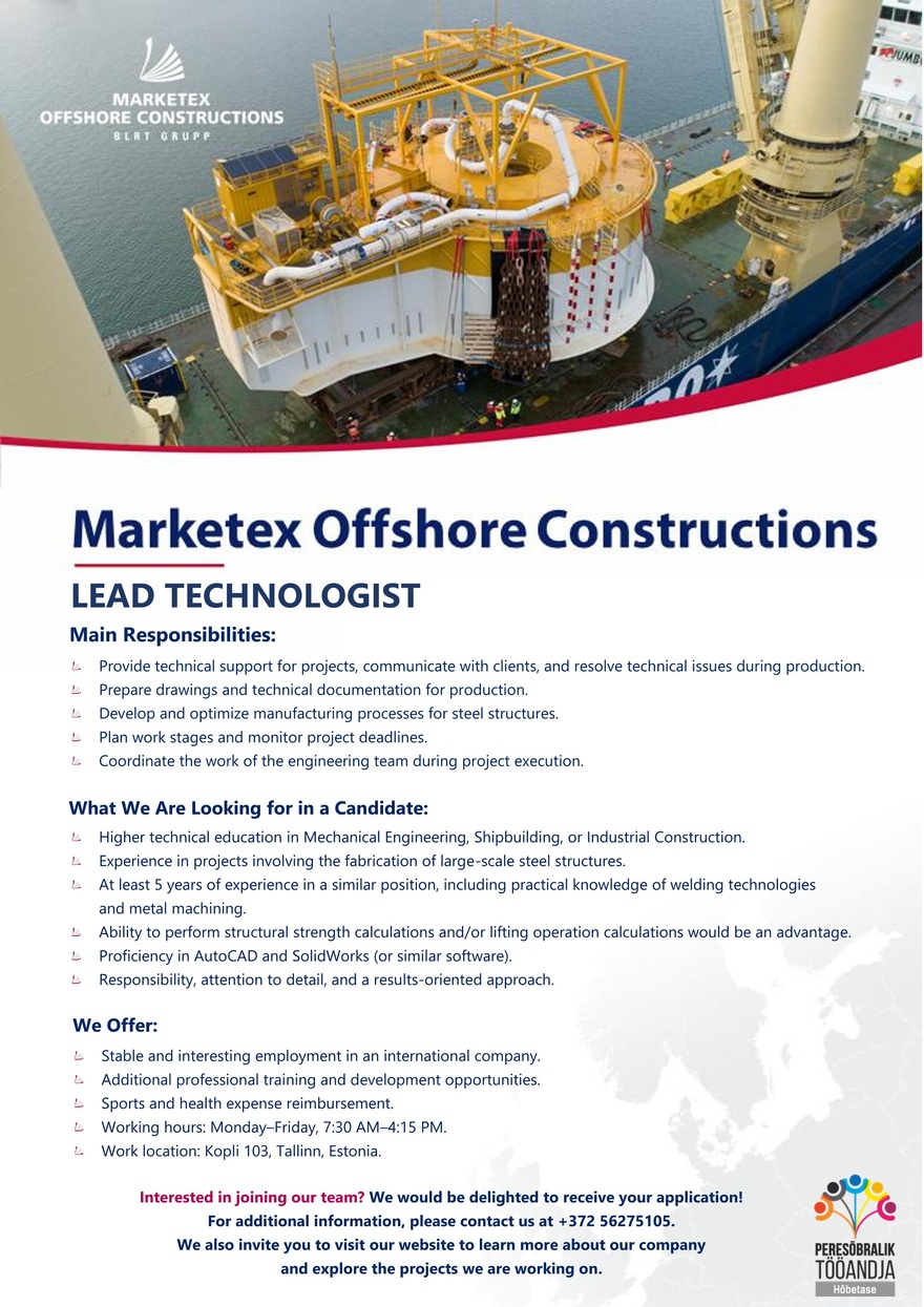 Marketex Offshore Constructions Lead Technologist