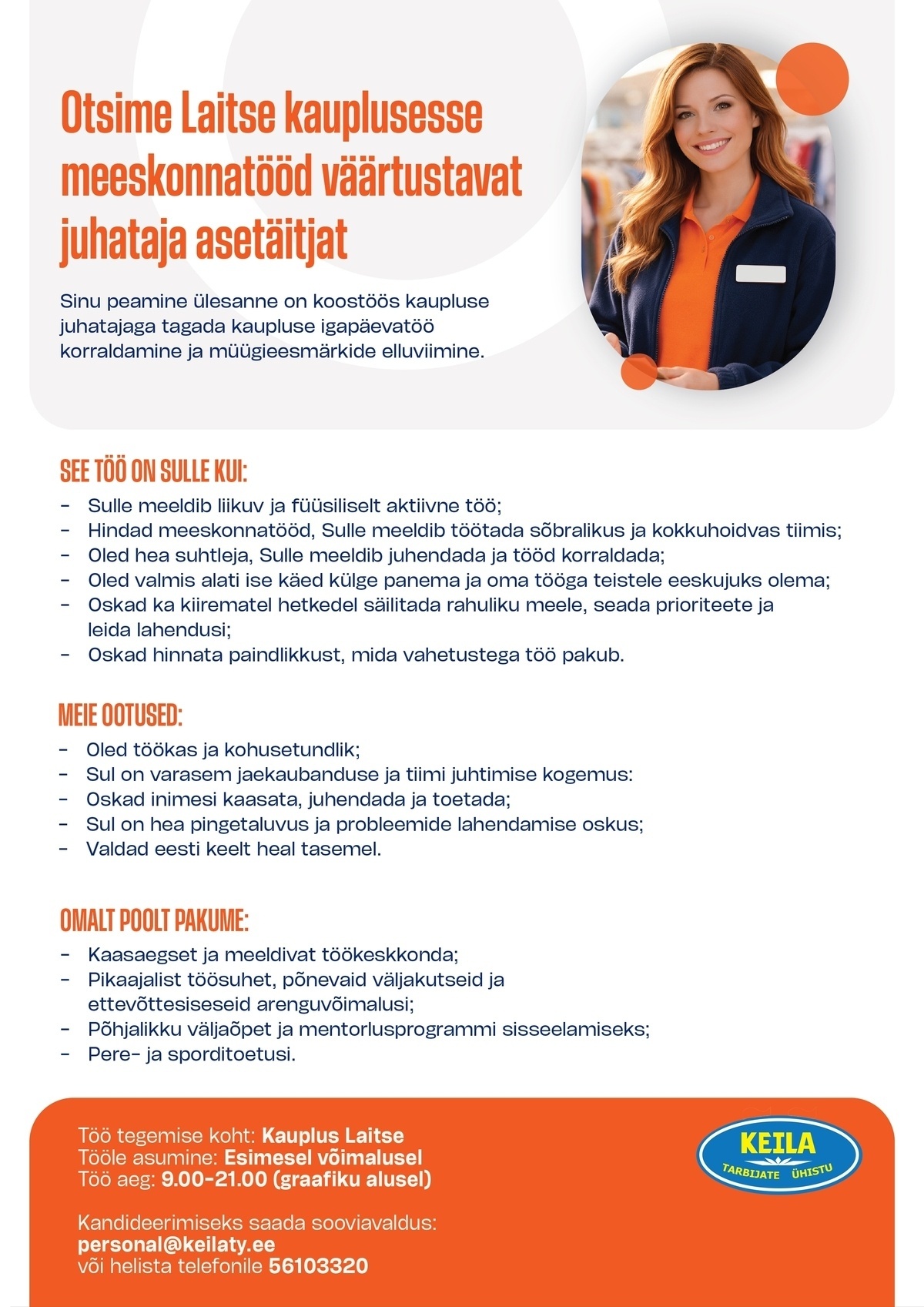 Keila Tarbijate Ühistu Kaupluse juhataja asetäitja