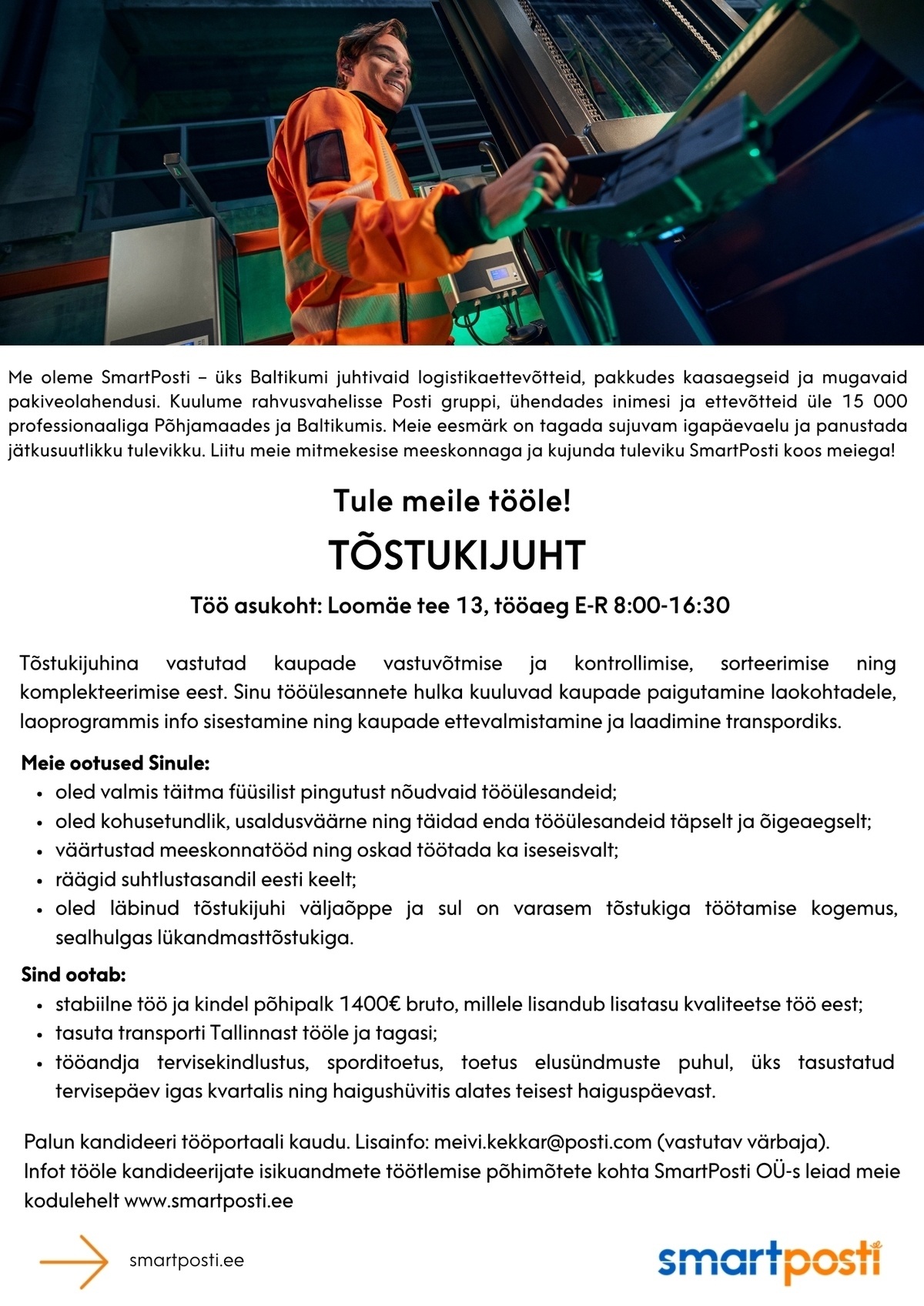 SmartPosti OÜ Tõstukijuht
