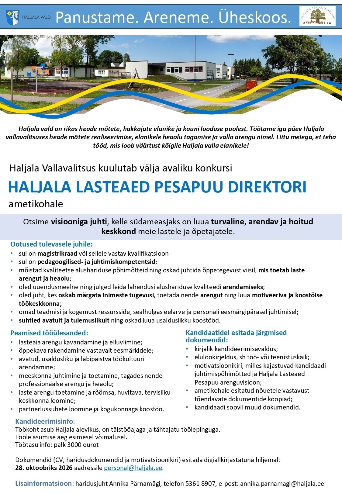 Haljala Vallavalitsus HALJALA LASTEAED PESAPUU DIREKTOR