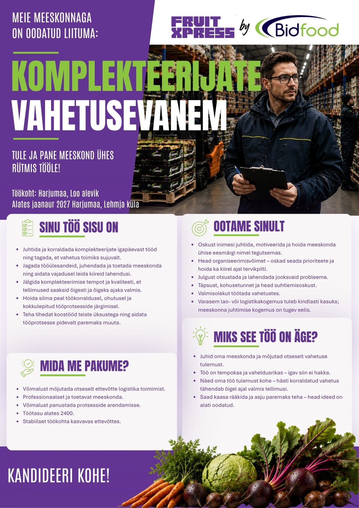 FRUIT XPRESS OÜ Komplekteerijate vahetusevanem