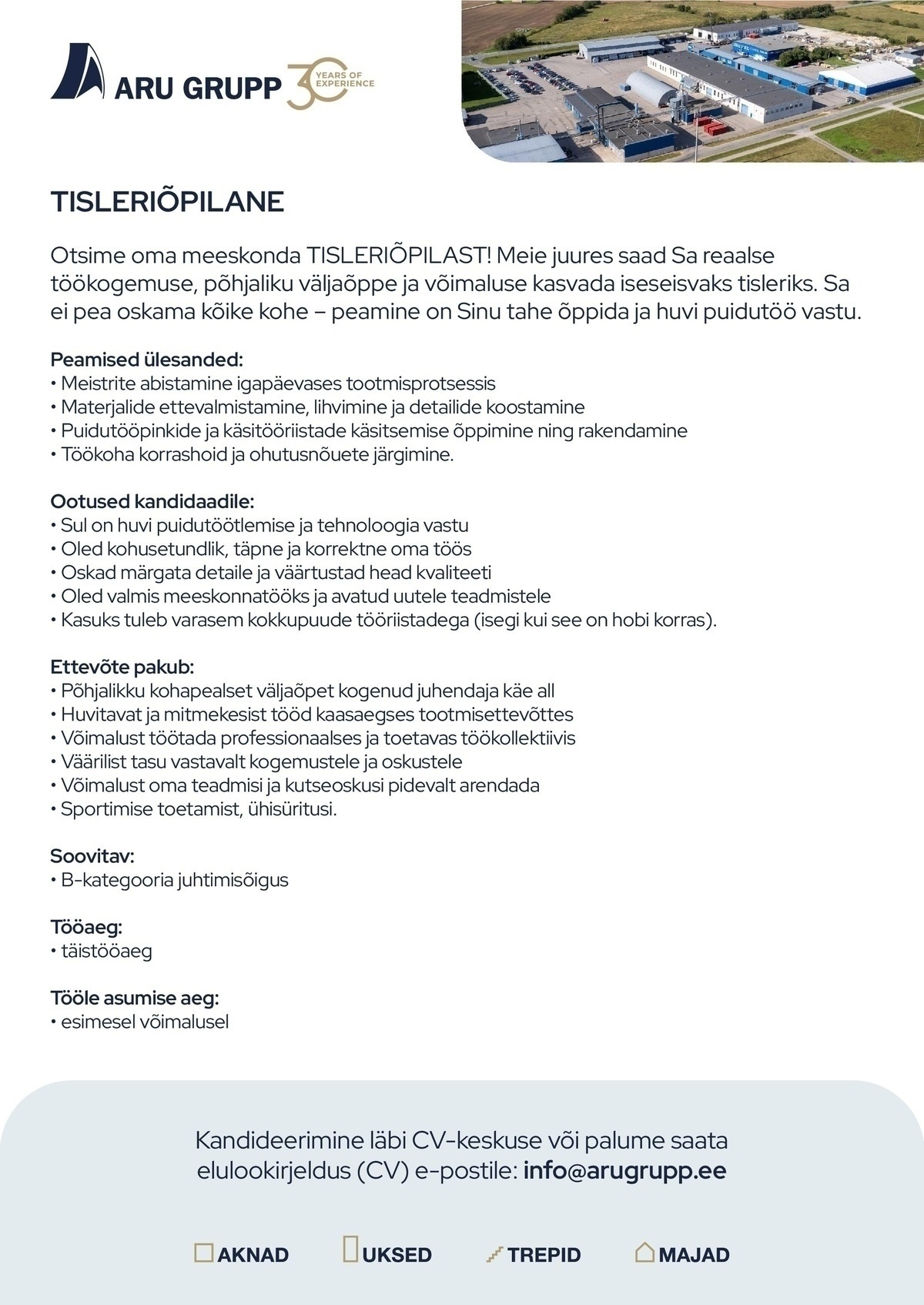 Aru Grupp AS TISLERIÕPILANE
