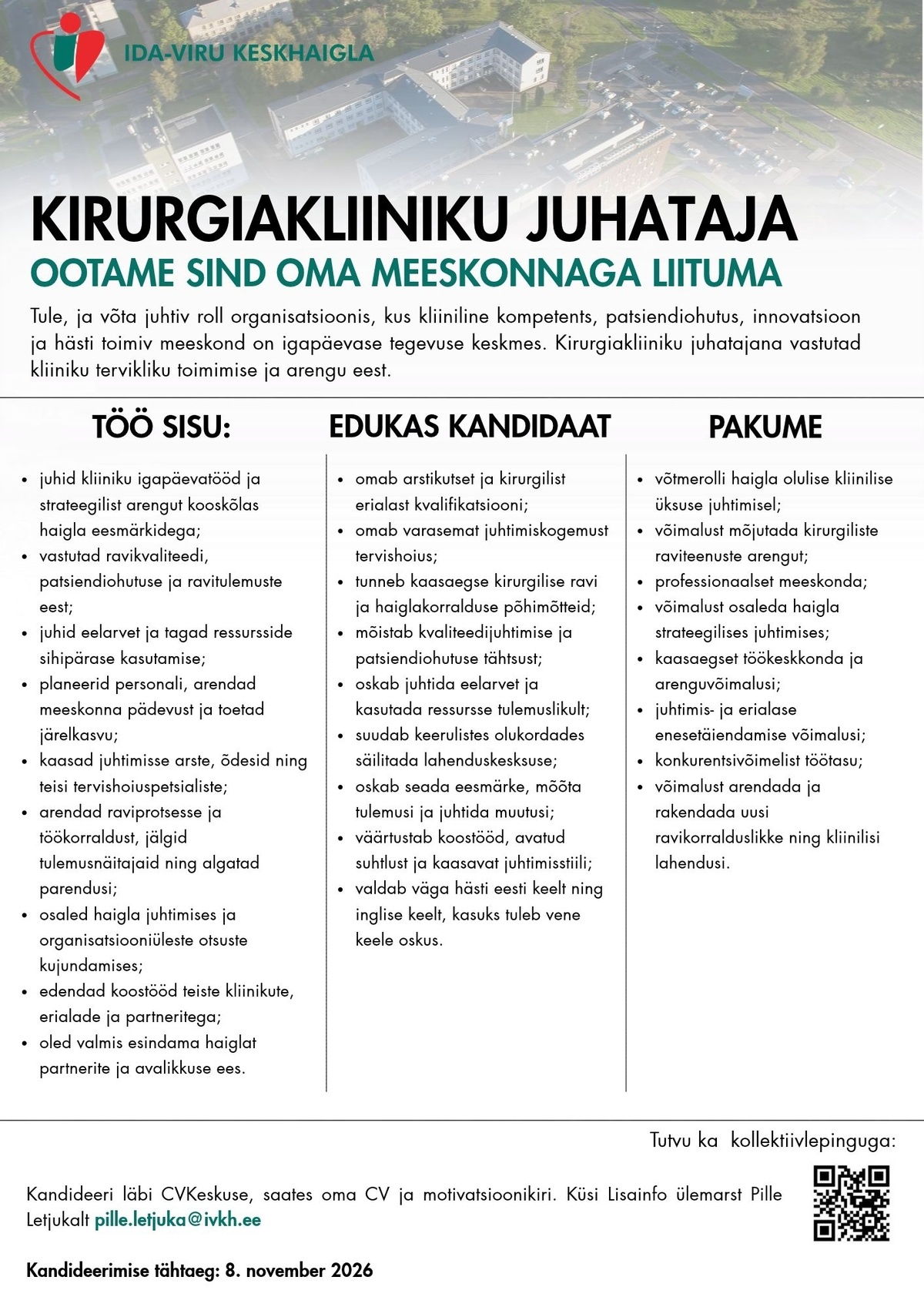 Ida-Viru Keskhaigla SA Kirurgiakliiniku juhataja