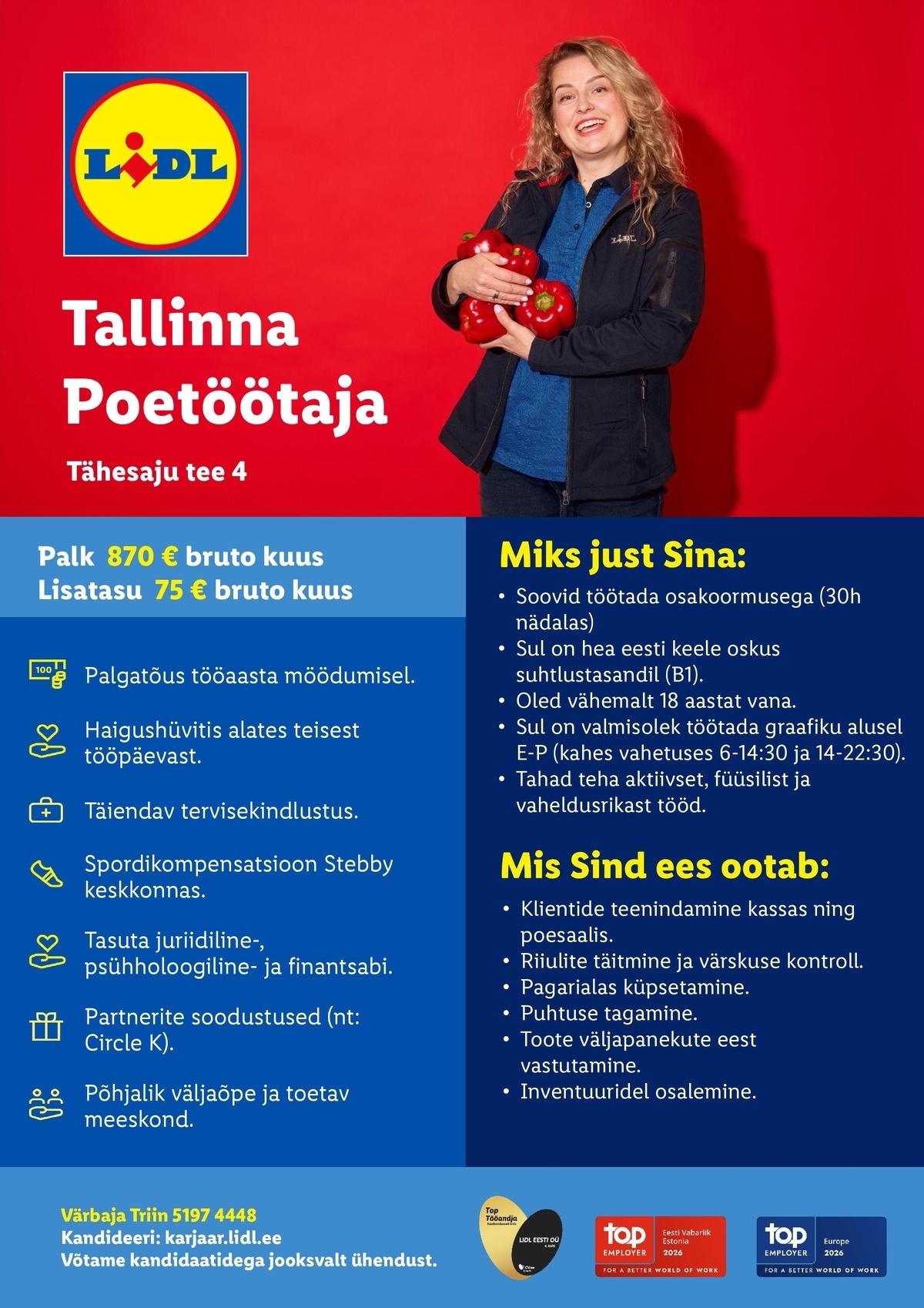 Lidl Eesti OÜ Tallinna Tähesaju poetöötaja (osakoormus)