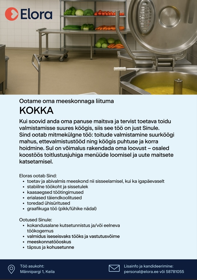 Elora Keila Haigla AS Kokk