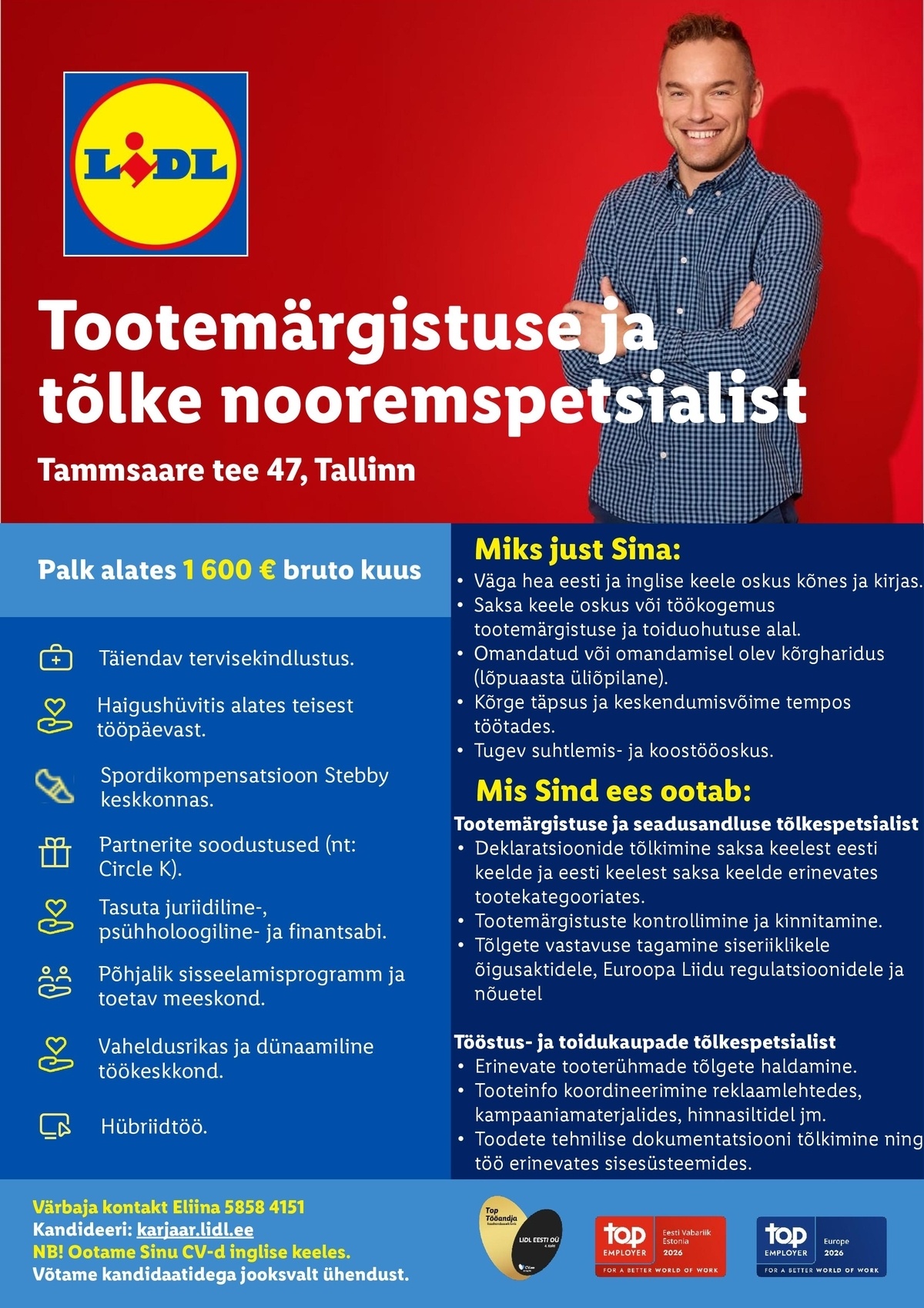 Lidl Eesti OÜ Tootemärgistuse ja tõlke nooremspetsialist
