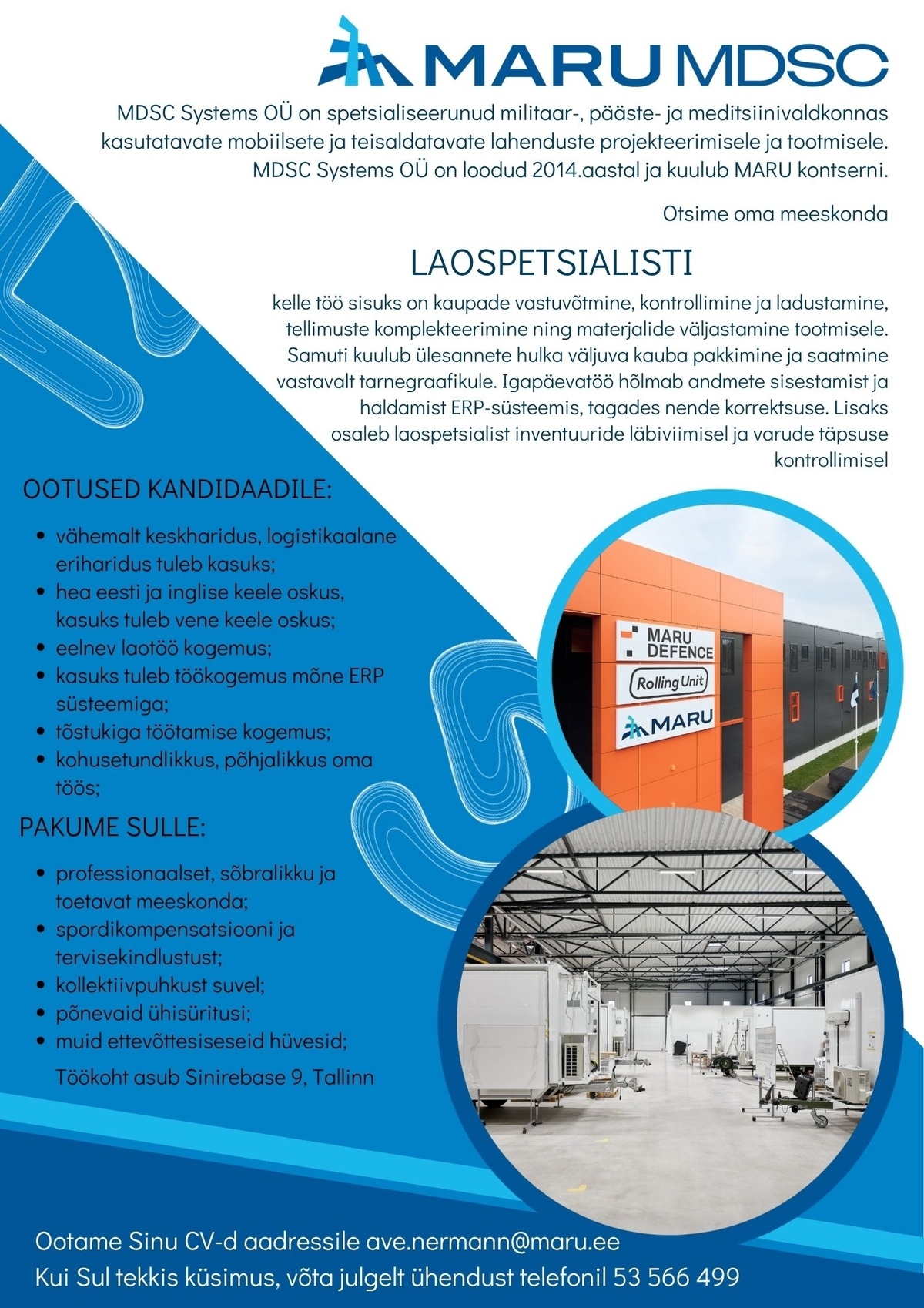 MDSC SYSTEMS OÜ LAOSPETSIALIST