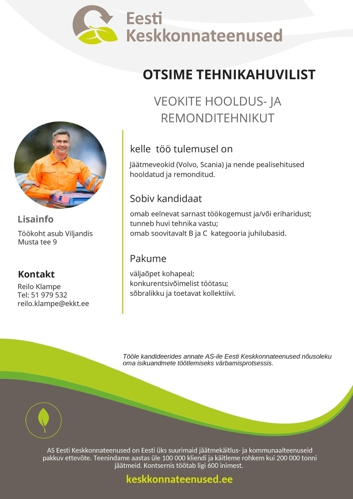 Eesti Keskkonnateenused AS Veokite hooldus-ja remonditehnik