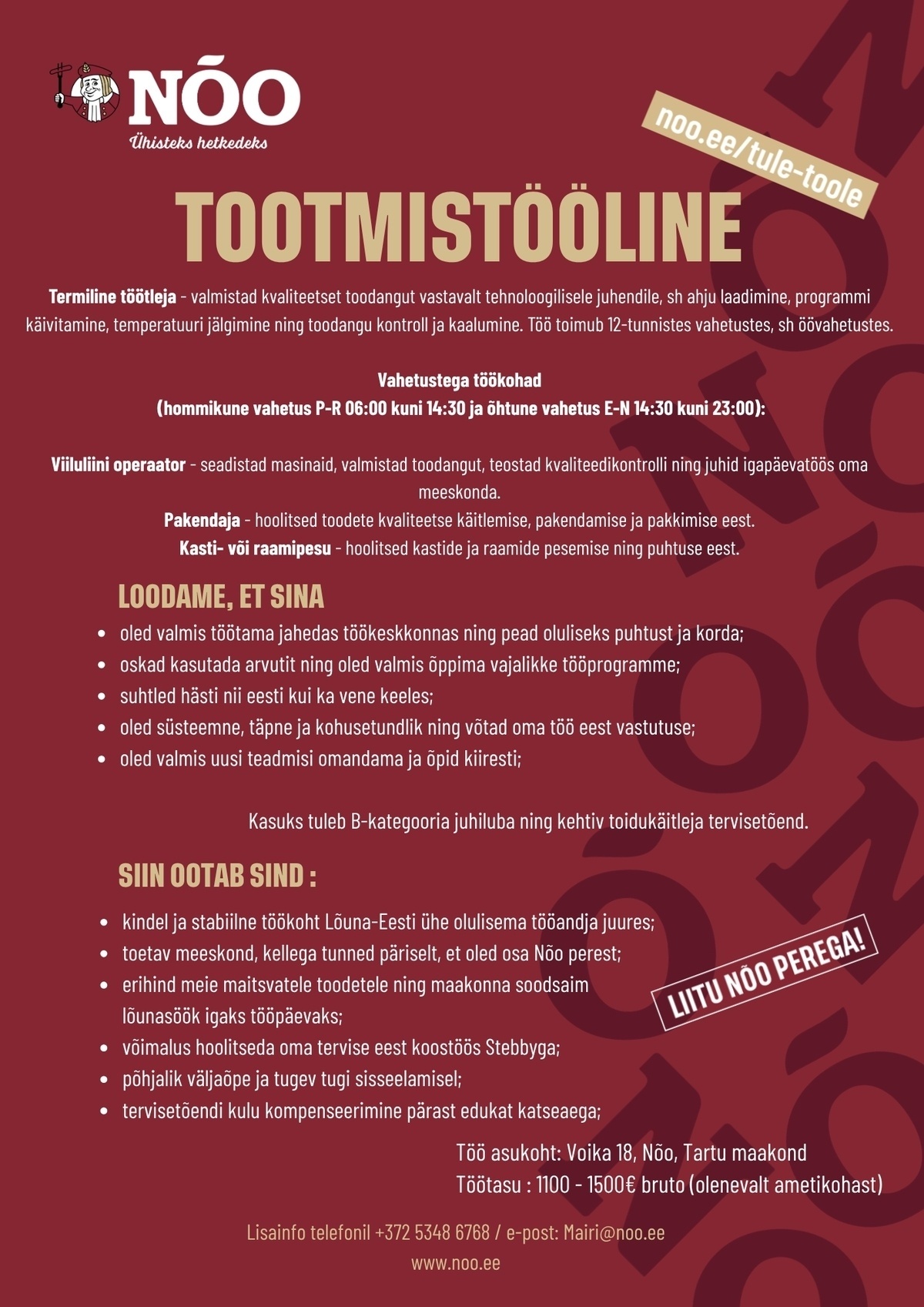 Nõo Lihatööstus OÜ Tootmistööline