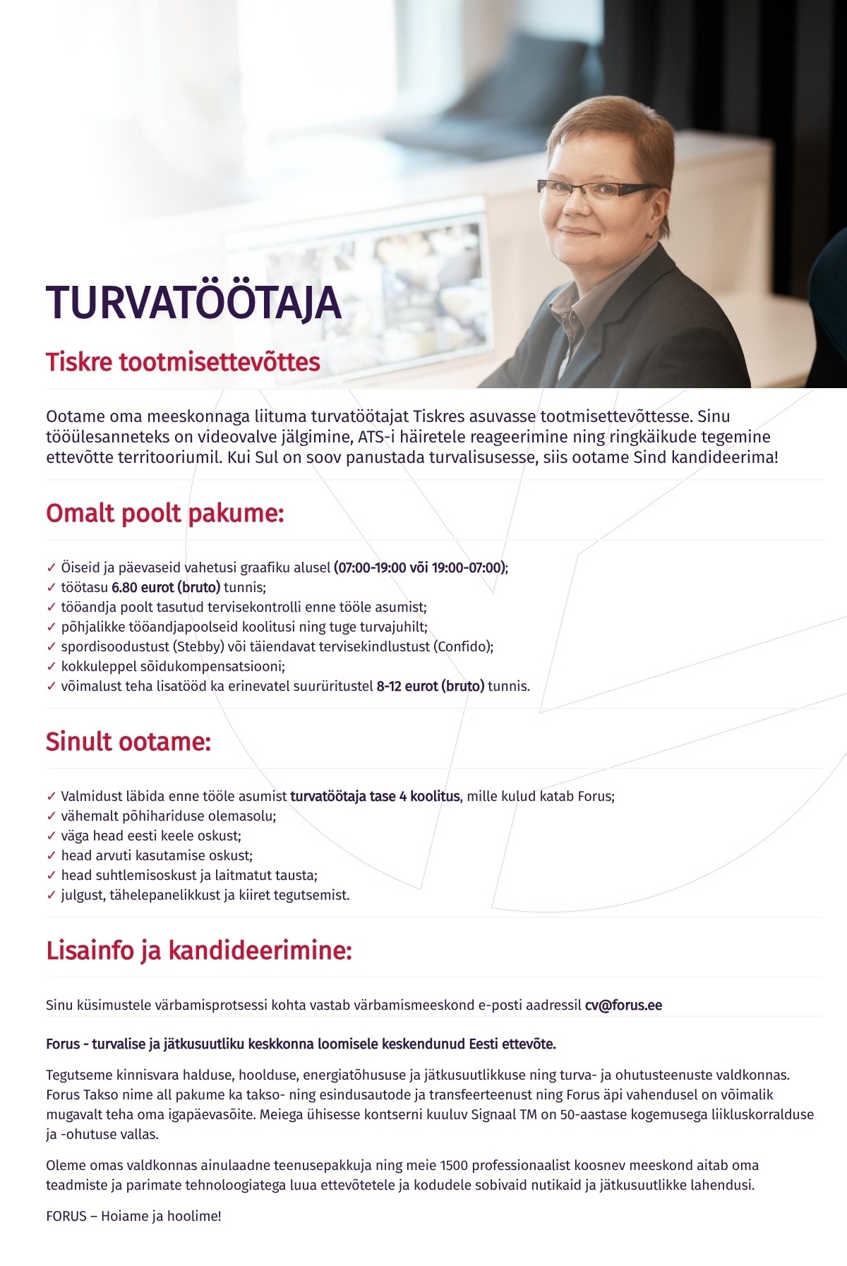 Forus Security AS Turvatöötaja Tiskre tootmisettevõttes