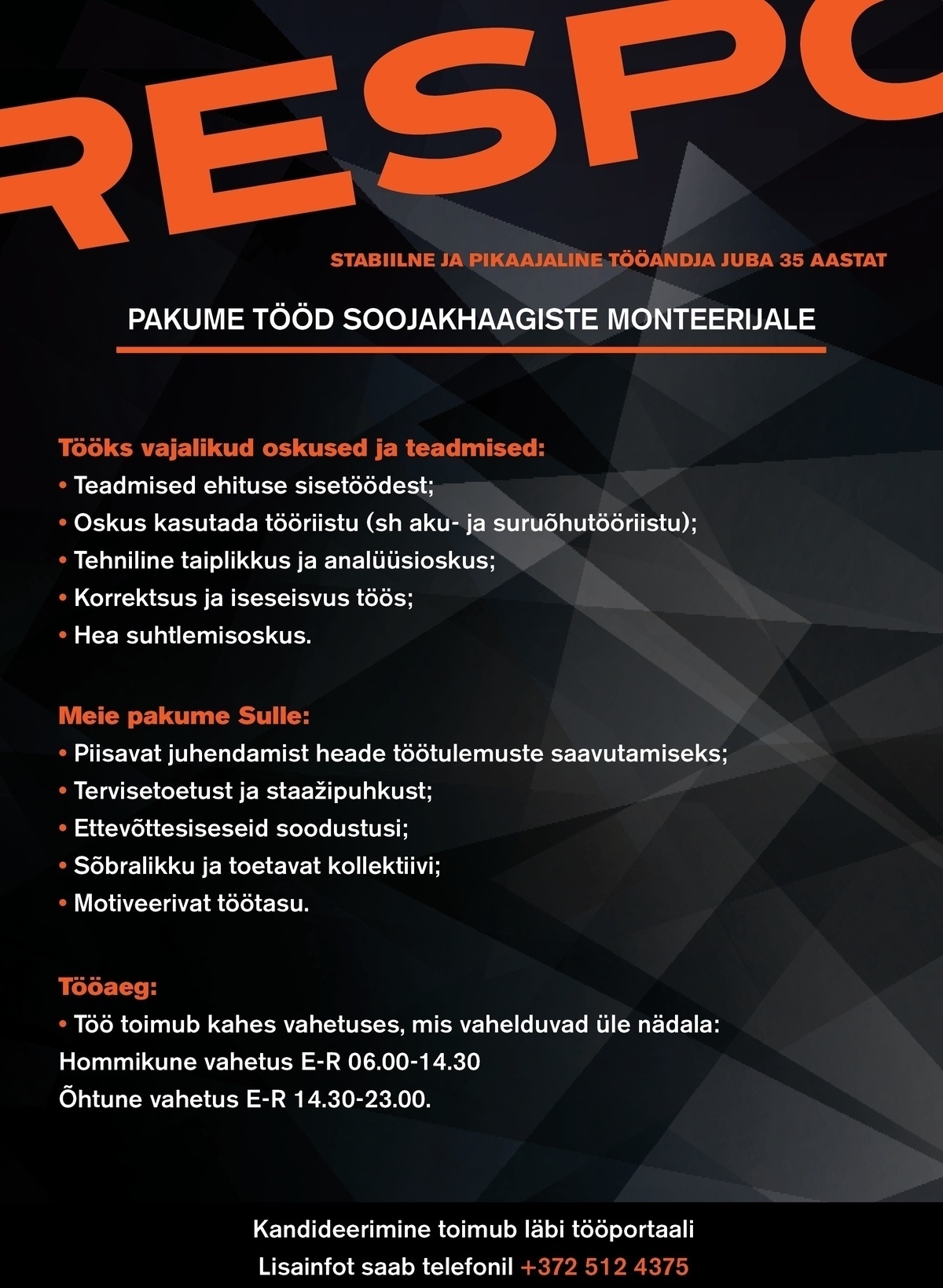 Respo Haagised AS SOOJAKHAAGISTE MONTEERIJA