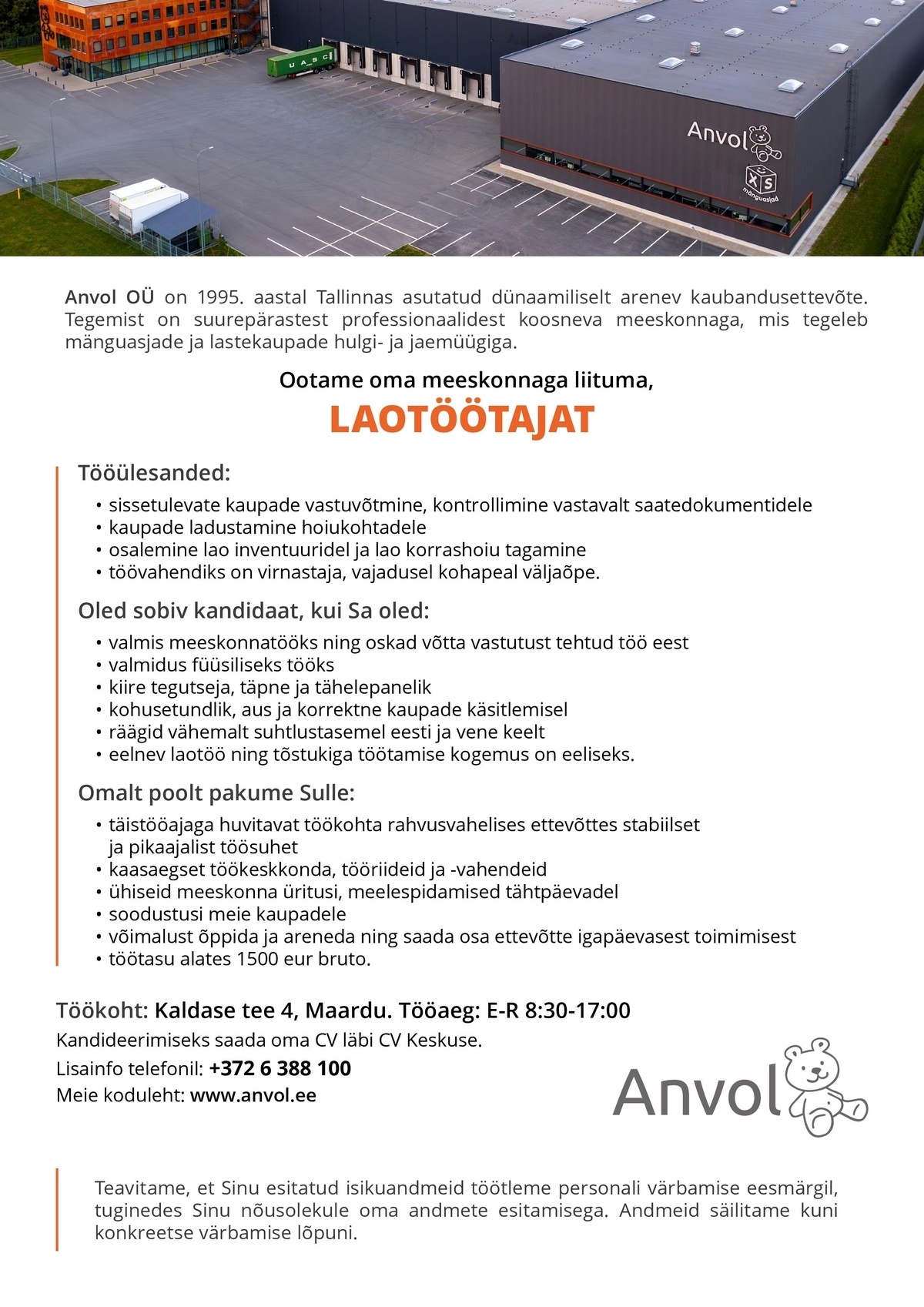 Anvol OÜ LAOTÖÖTAJA