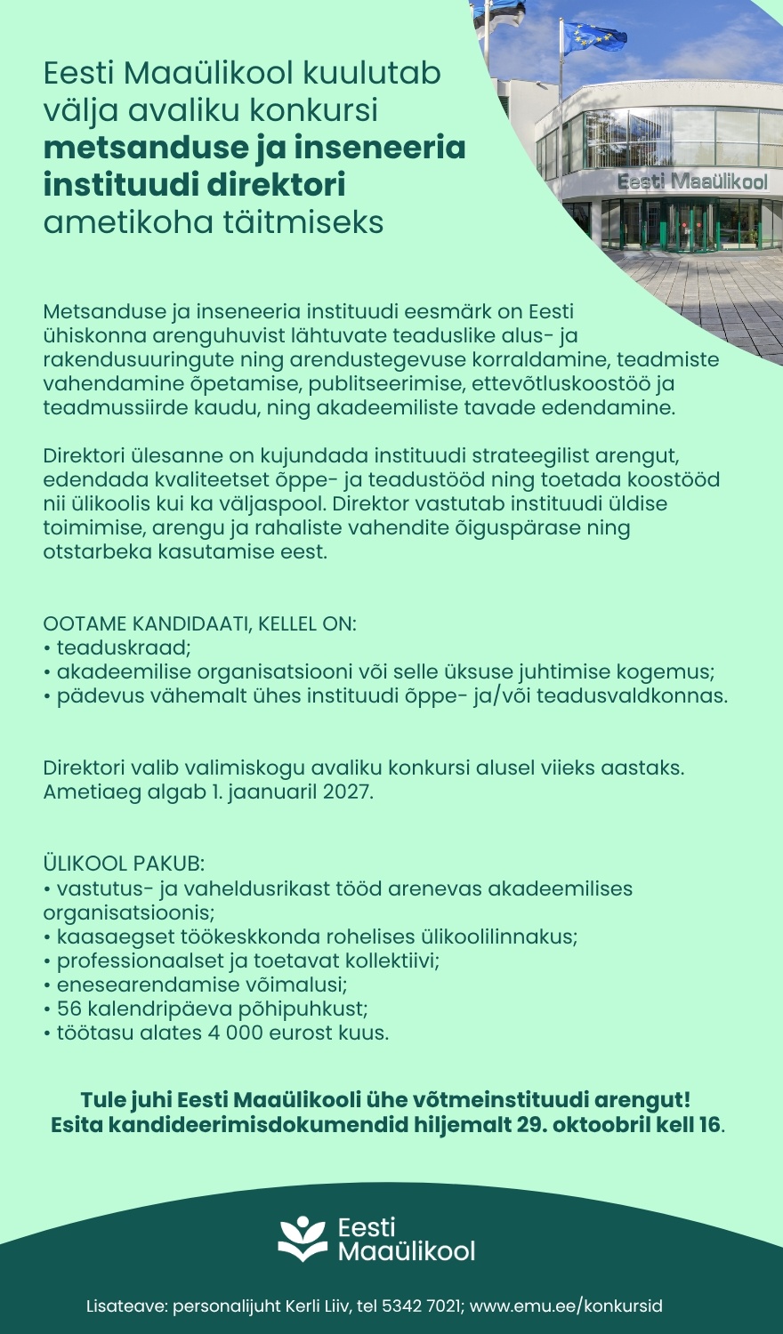 Eesti Maaülikool Metsanduse ja inseneeria instituudi direktor