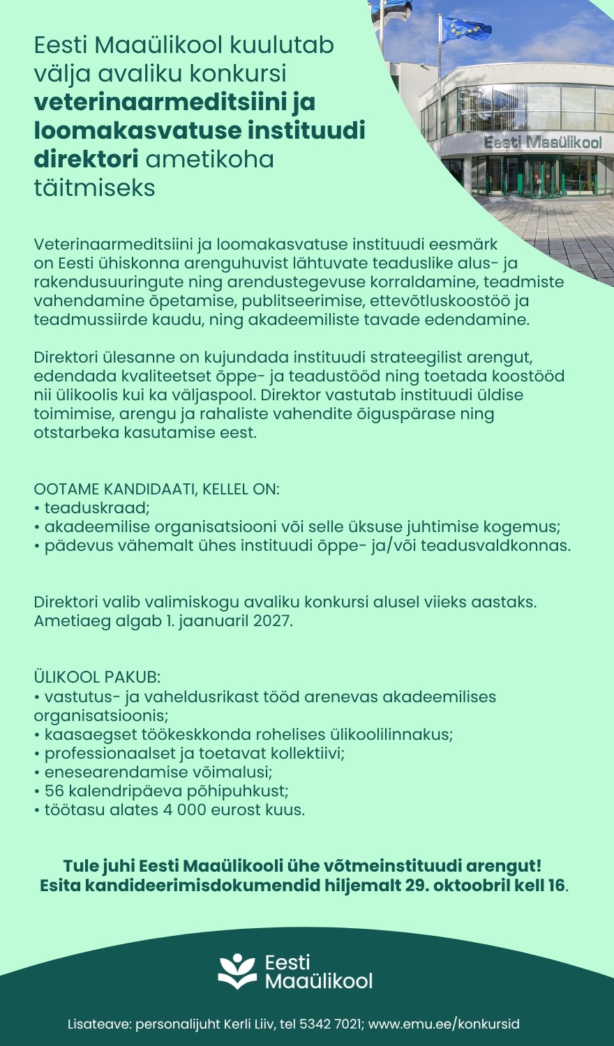 Eesti Maaülikool Veterinaarmeditsiini ja loomakasvatuse instituudi direktor