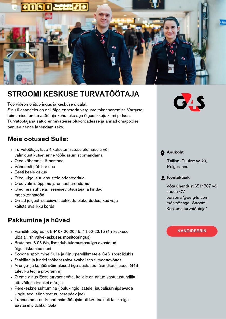 AS G4S Eesti Stroomi Keskuse turvatöötaja