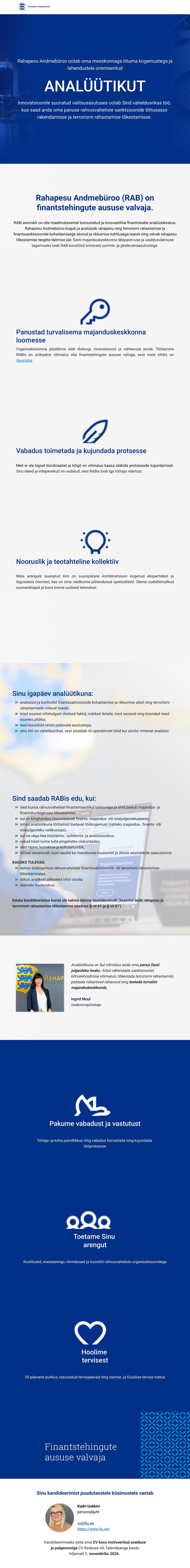 Rahapesu Andmebüroo Analüütik