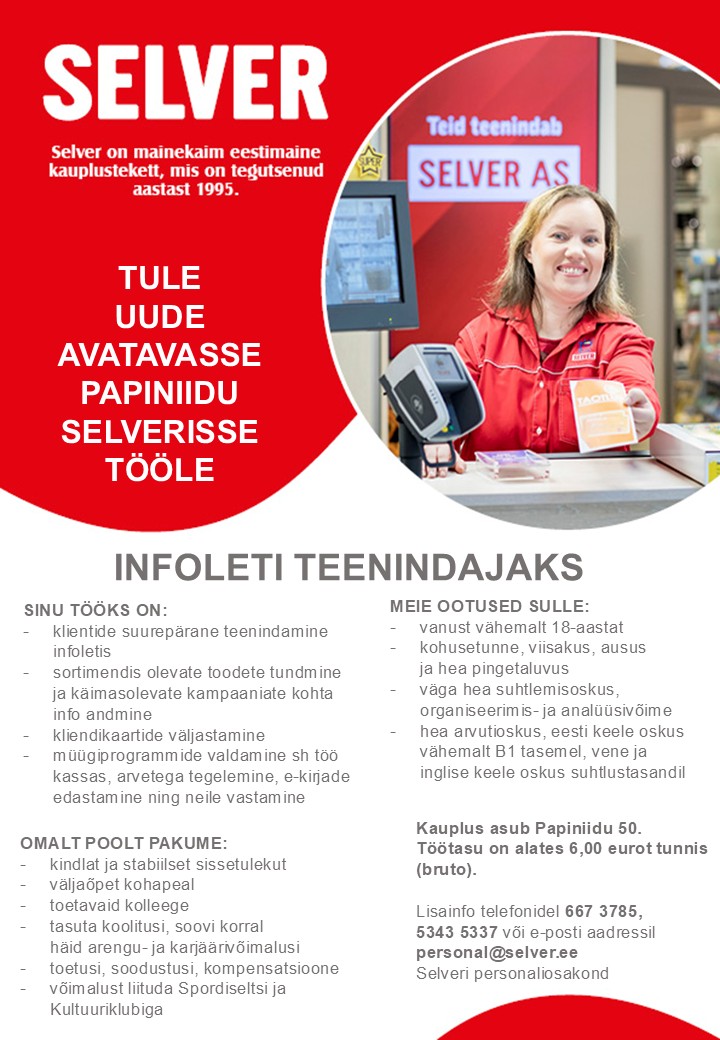 Selver Infoteenindaja uues avatavas Papiniidu Selveris
