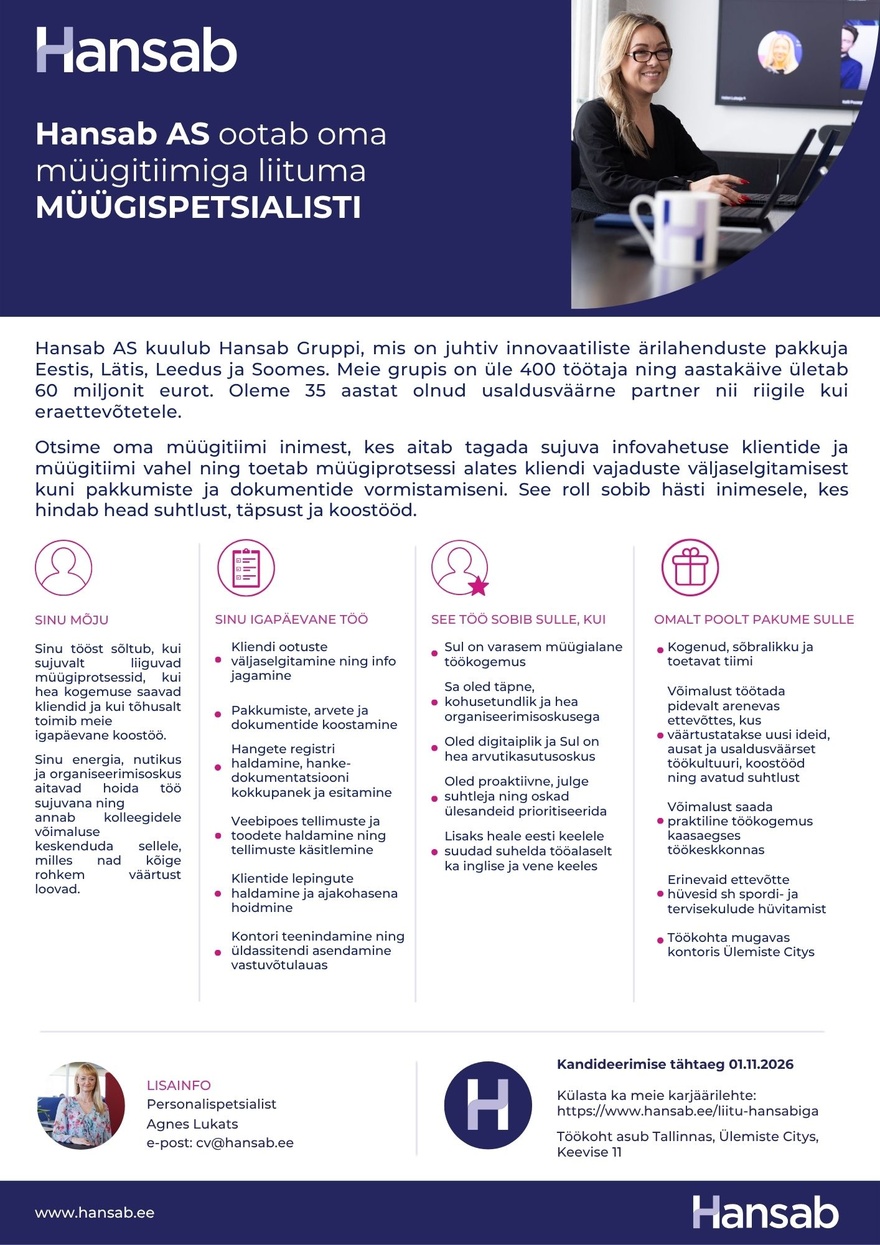 Hansab AS Müügispetsialist