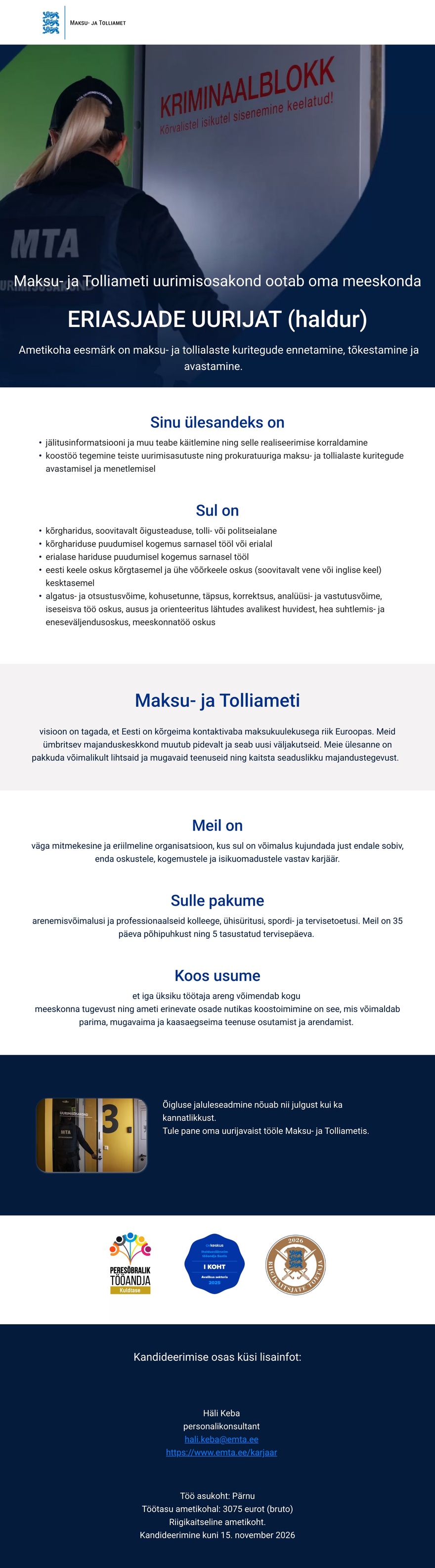 Maksu- ja Tolliamet Eriasjade uurija