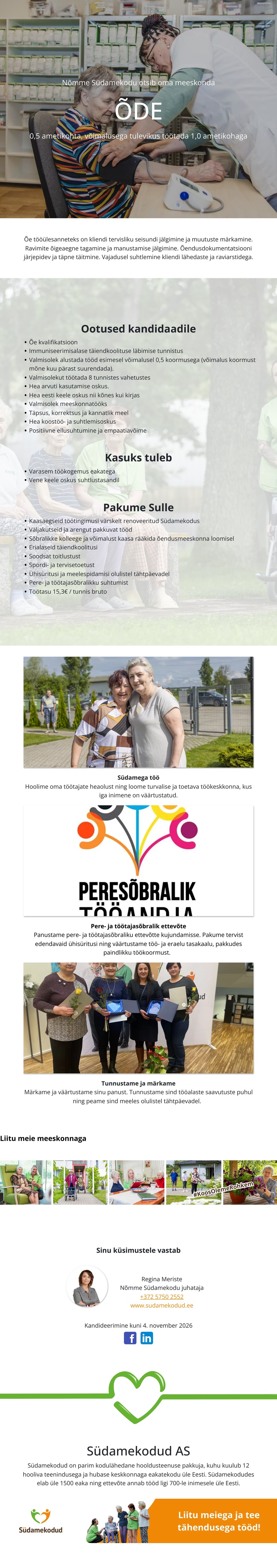 Nõmme Südamekodu Õde Nõmme Südamekodusse