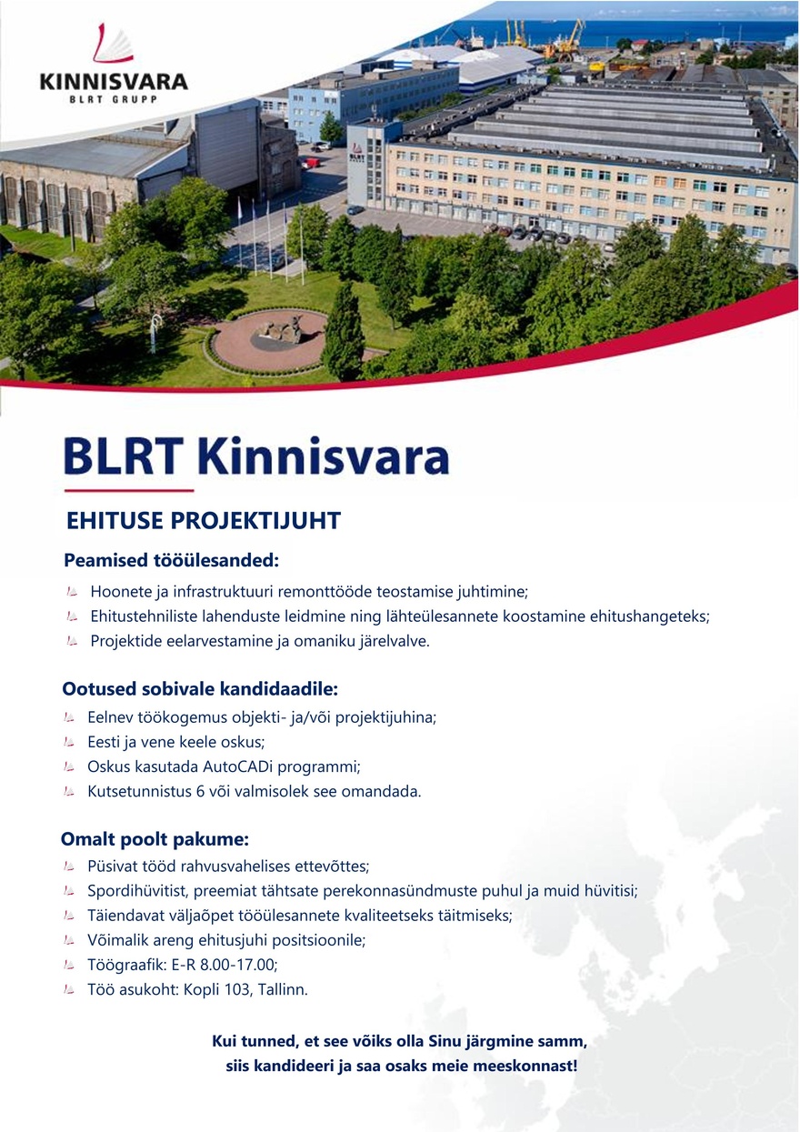 BLRT Kinnisvara Ehituse projektijuht