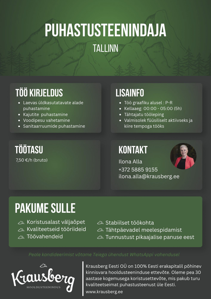 Krausberg Eesti OÜ Õine puhastusteeninidaja laeval