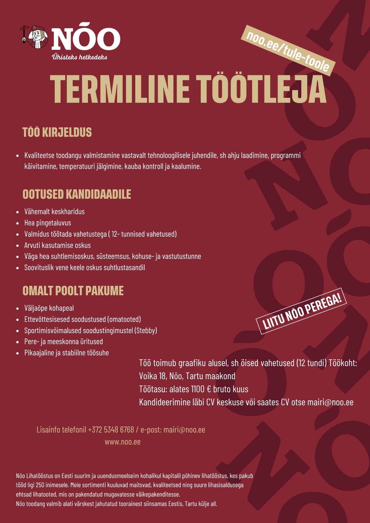 Nõo Lihatööstus OÜ Termiline töötleja
