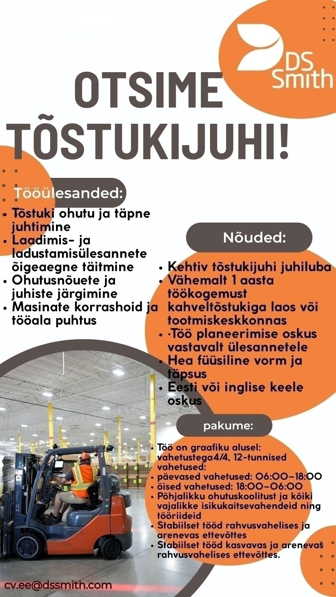 DS Smith Packaging Estonia AS Tõstukijuht